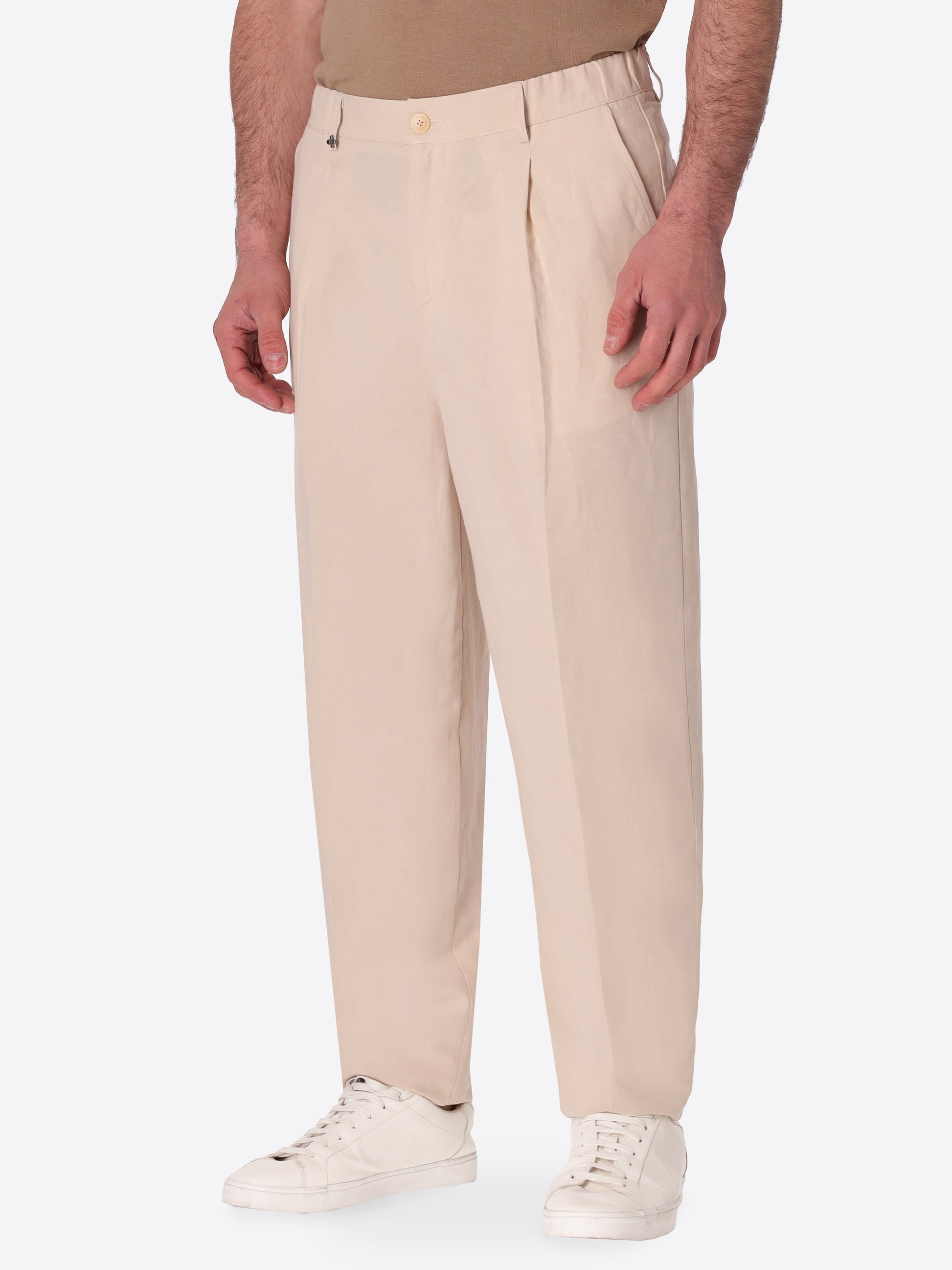 Ban Trousers Alloro In Lightweight Linen-Viscose Fabric