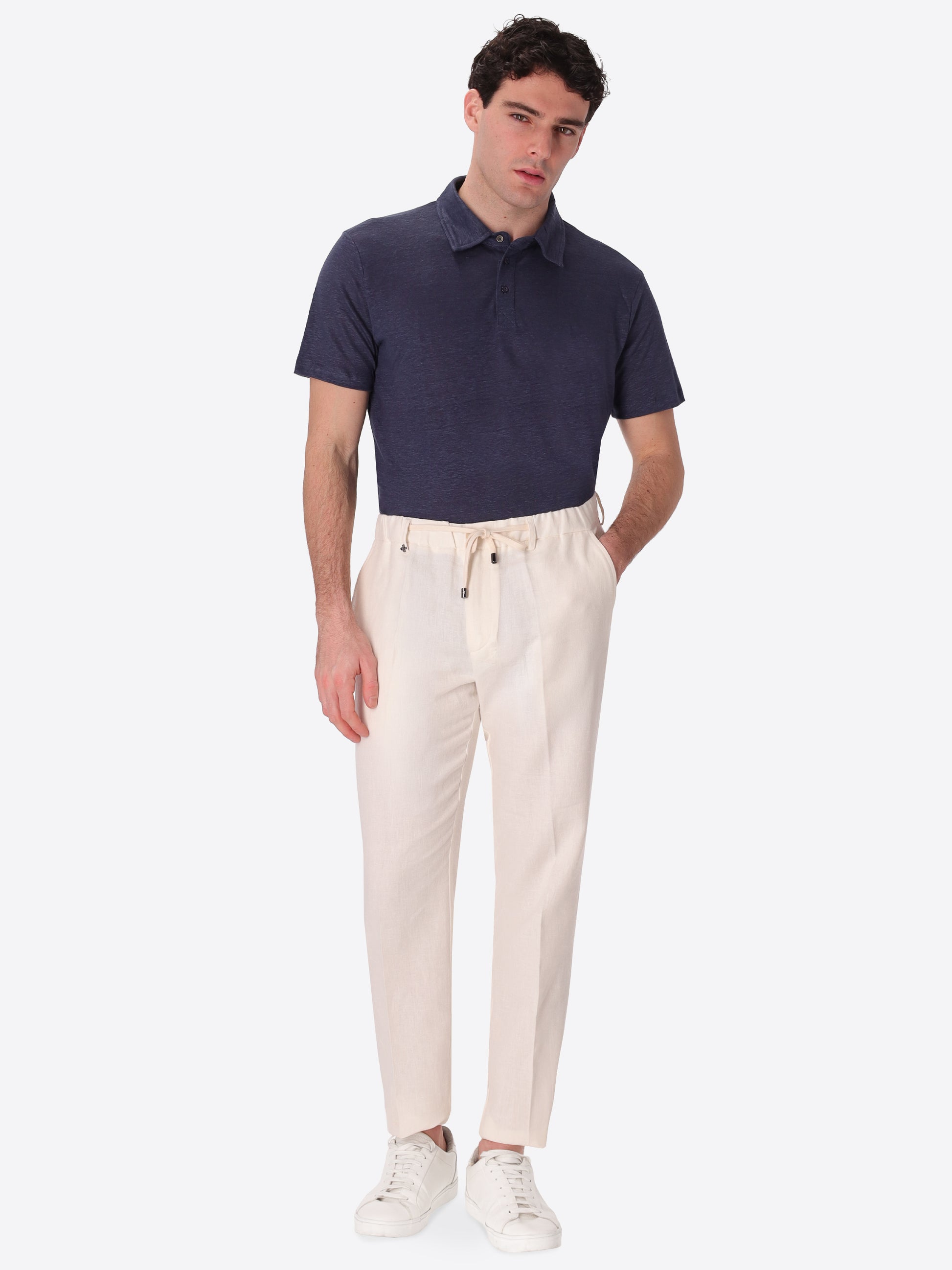 Pantalone Relax Certo In Tessuto Misto Lino Mano Morbida