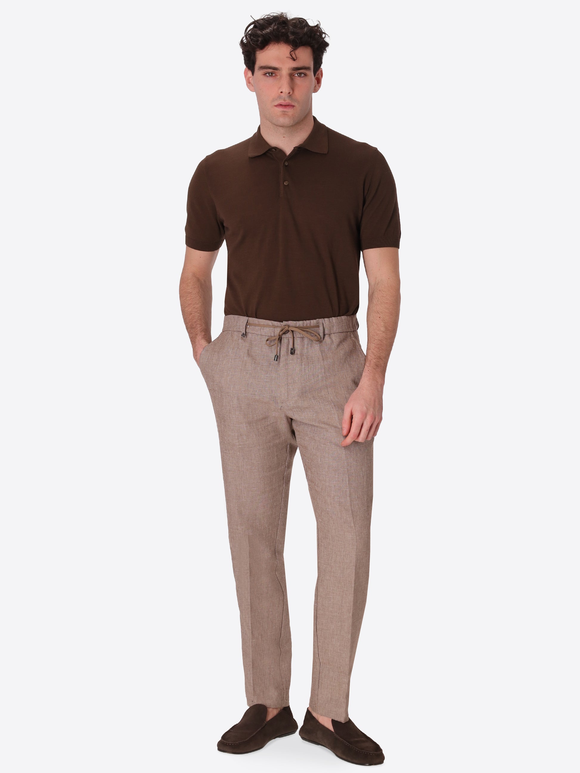 Pantalone Relax Certo In Tessuto Misto Lino Mano Morbida