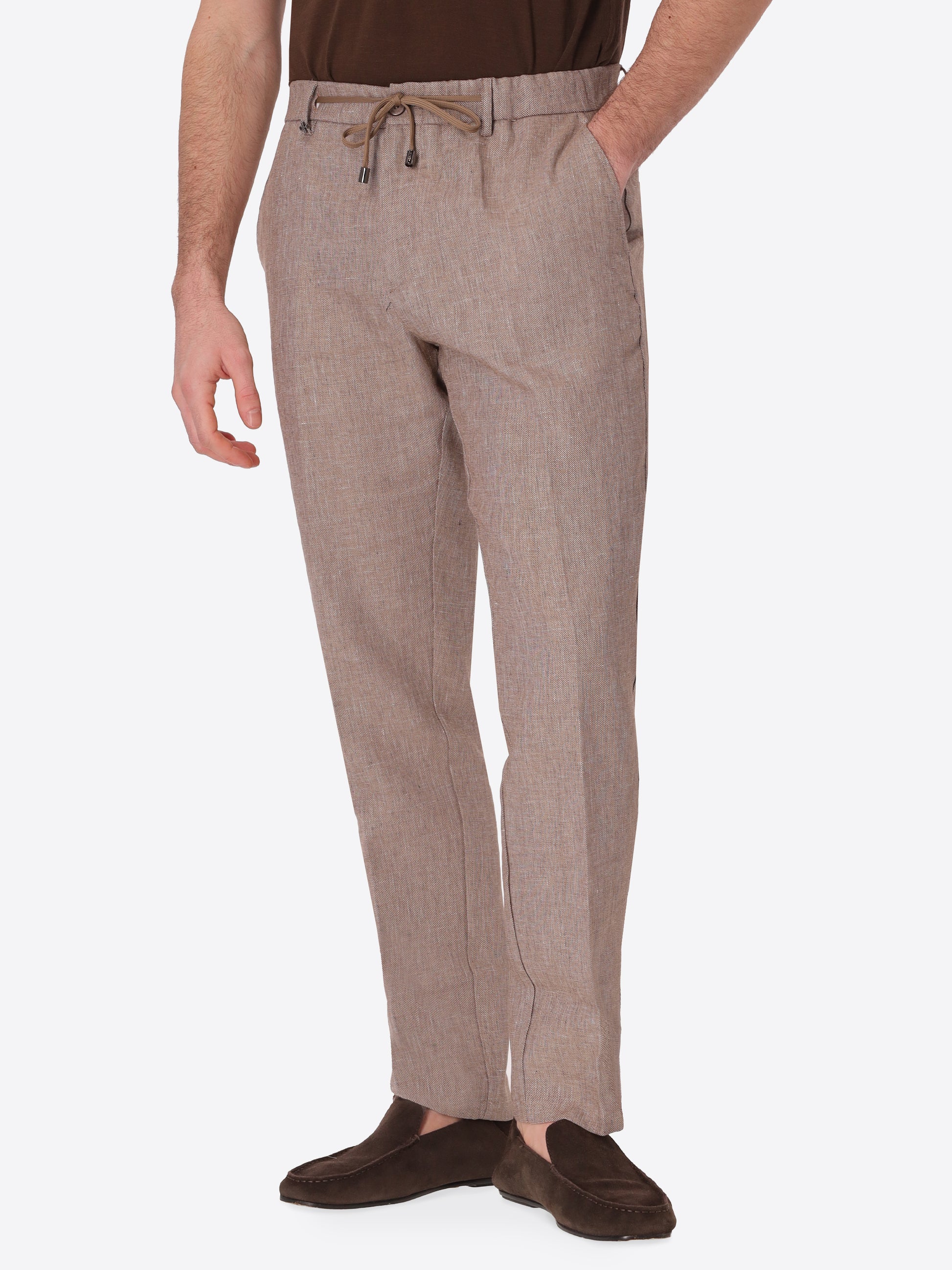 Pantalone Relax Certo In Tessuto Misto Lino Mano Morbida