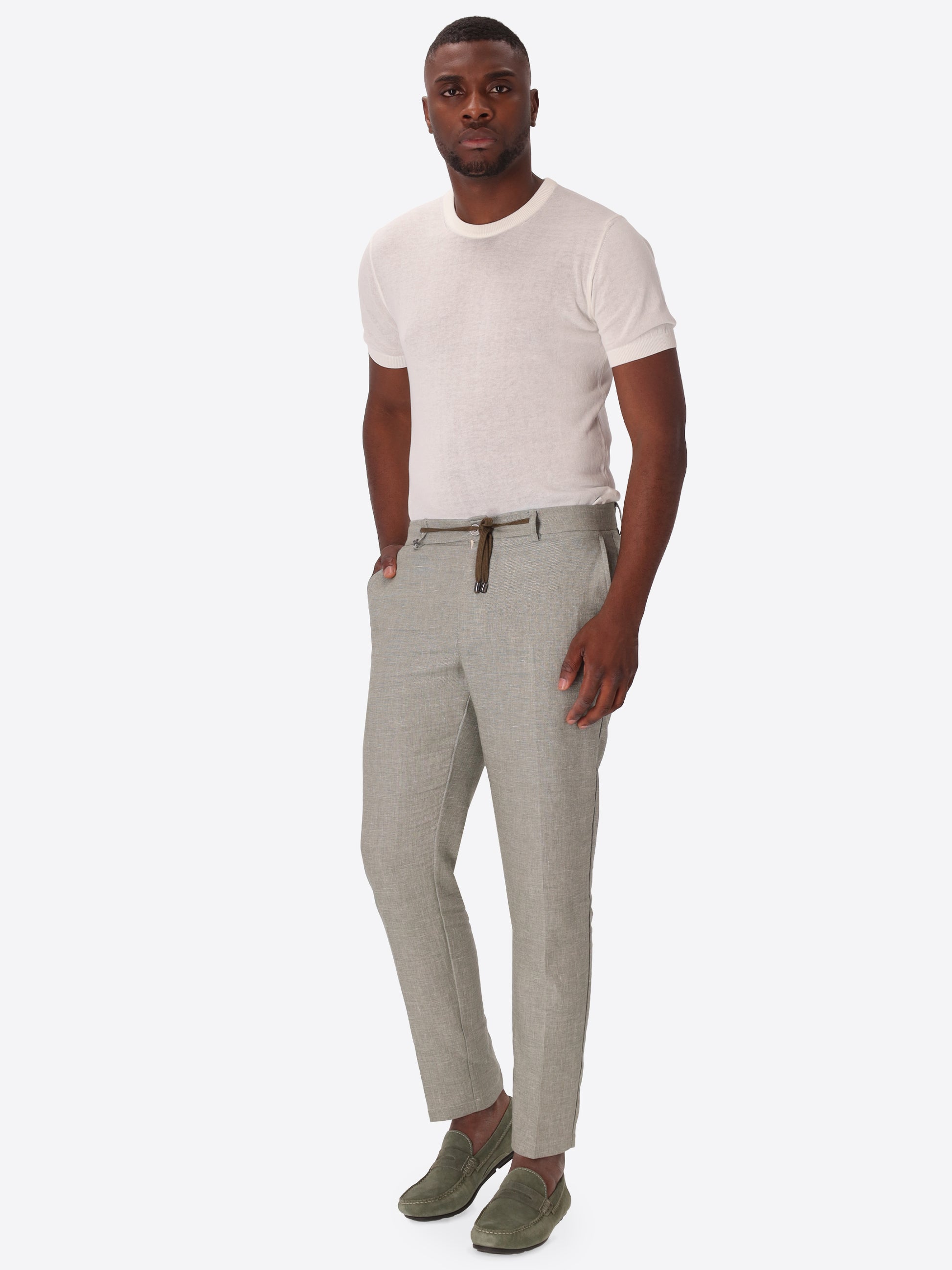 Pantalone Relax Certo In Tessuto Misto Lino Mano Morbida