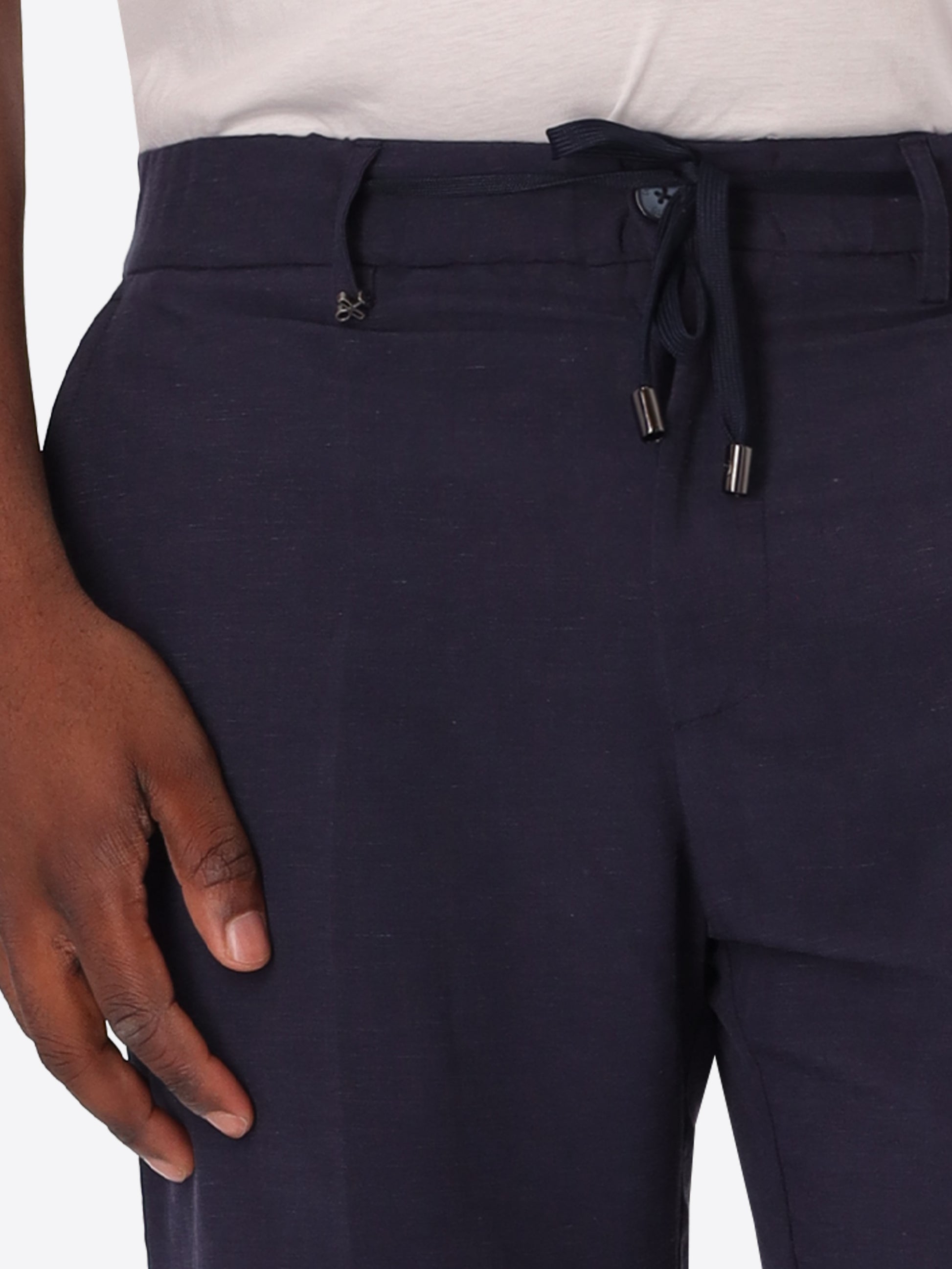 Pantalone Relax Alloro In Tessuto Leggero Misto Lino Viscosa