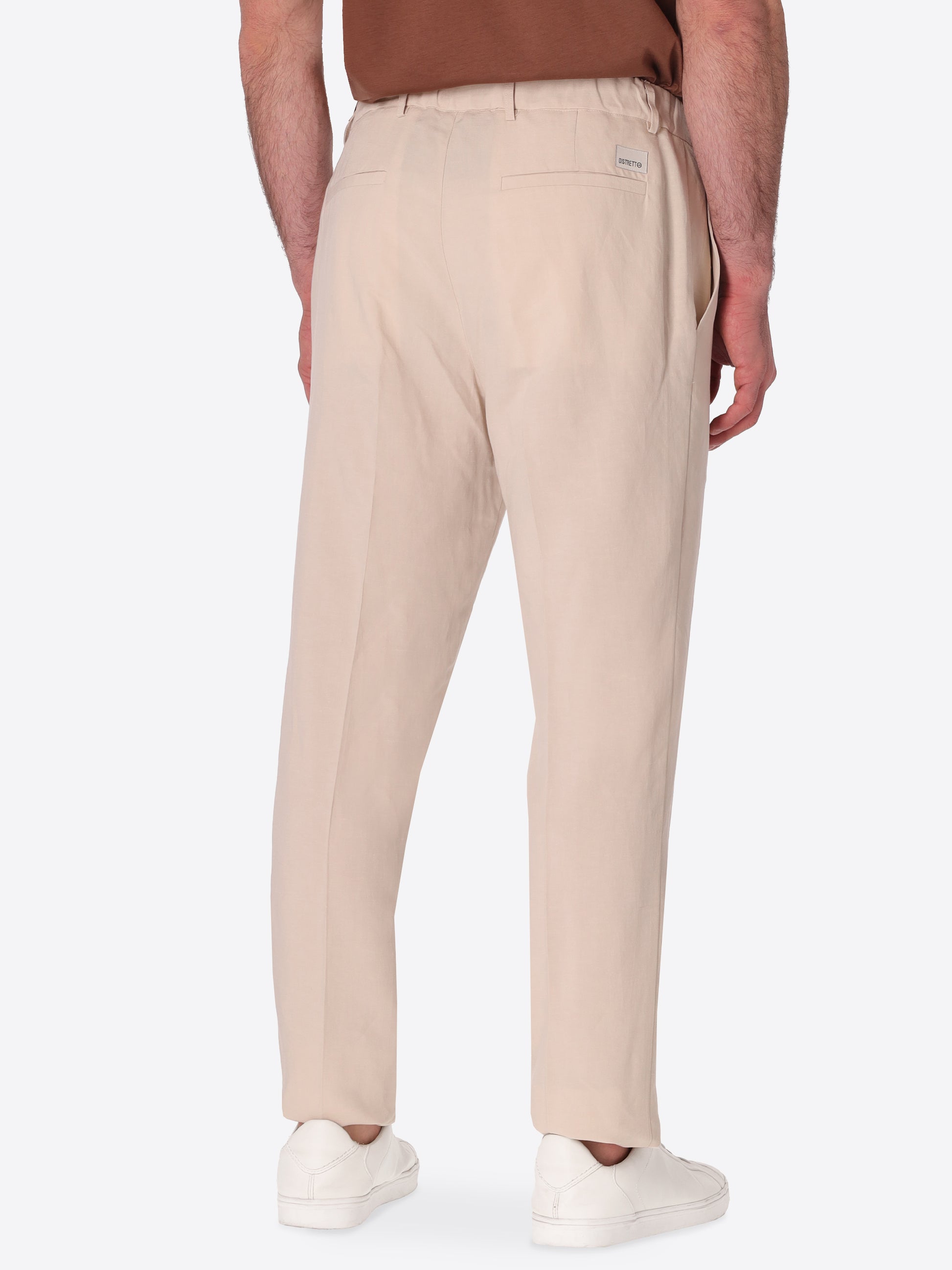 Pantalone Relax Alloro In Tessuto Leggero Misto Lino Viscosa