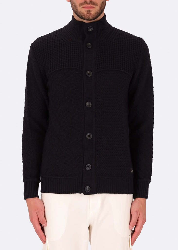 mens cardigan casual CARDIGAN ZOLTAN blue front distretto12