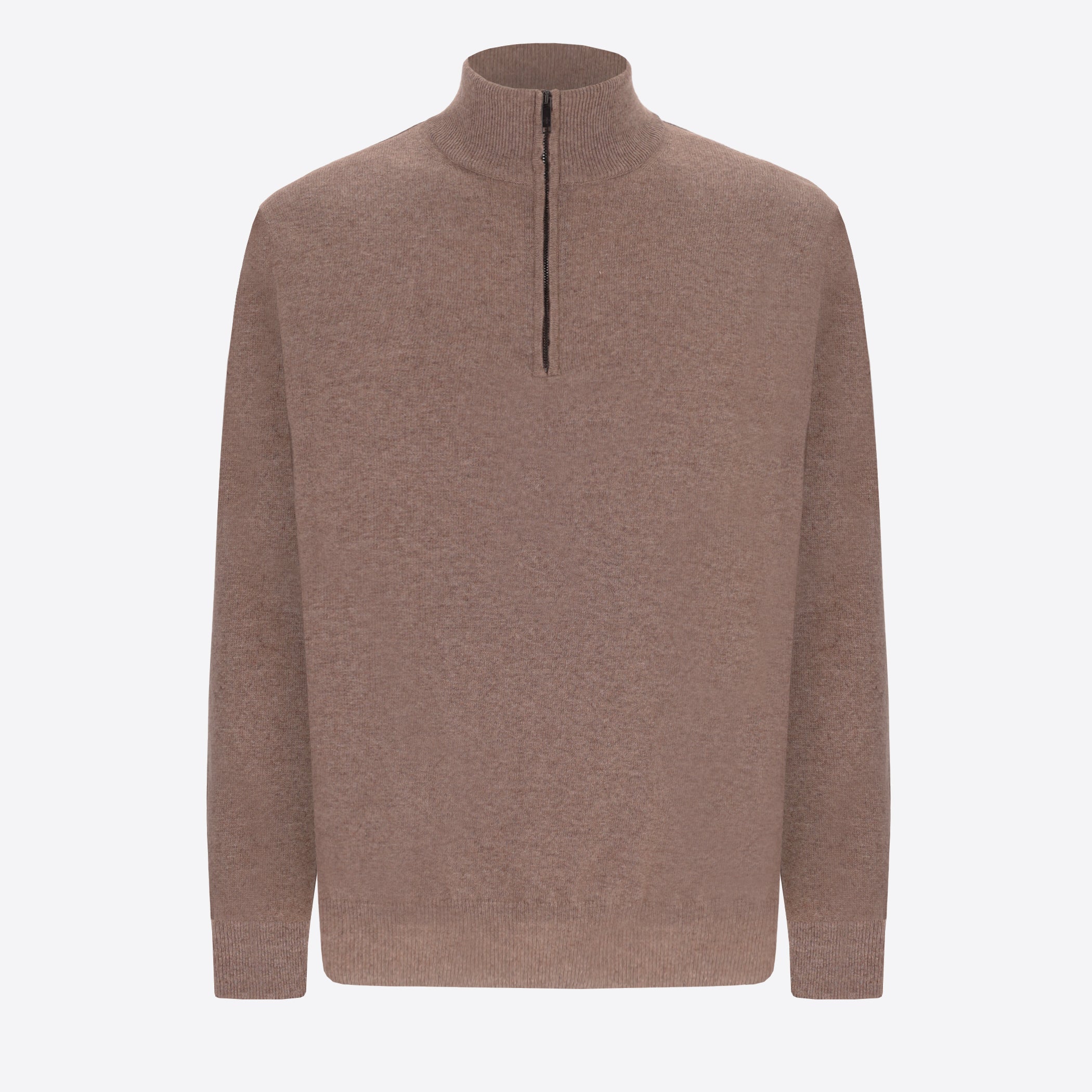 Distretto12 Dove Grey Cashmere-Blend Zip Turtleneck Sweater Michelangelo - Product Still Life