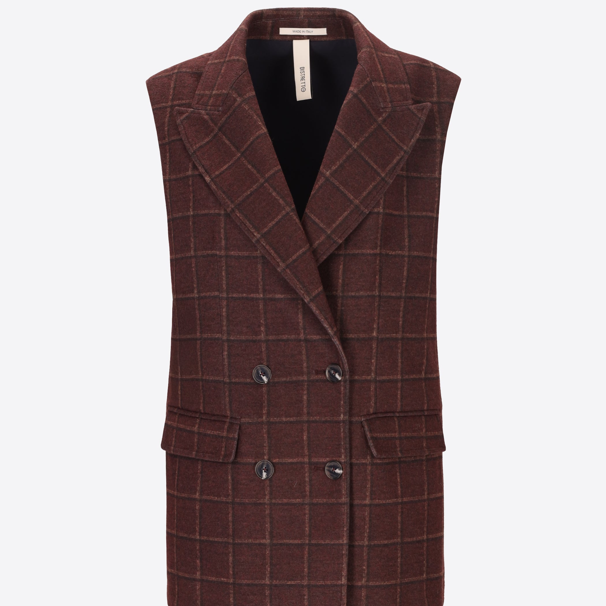 Distretto12 Wine Check-Print Milano-Knit Double-Breasted Vest Brugo - Woman - Product Still Life