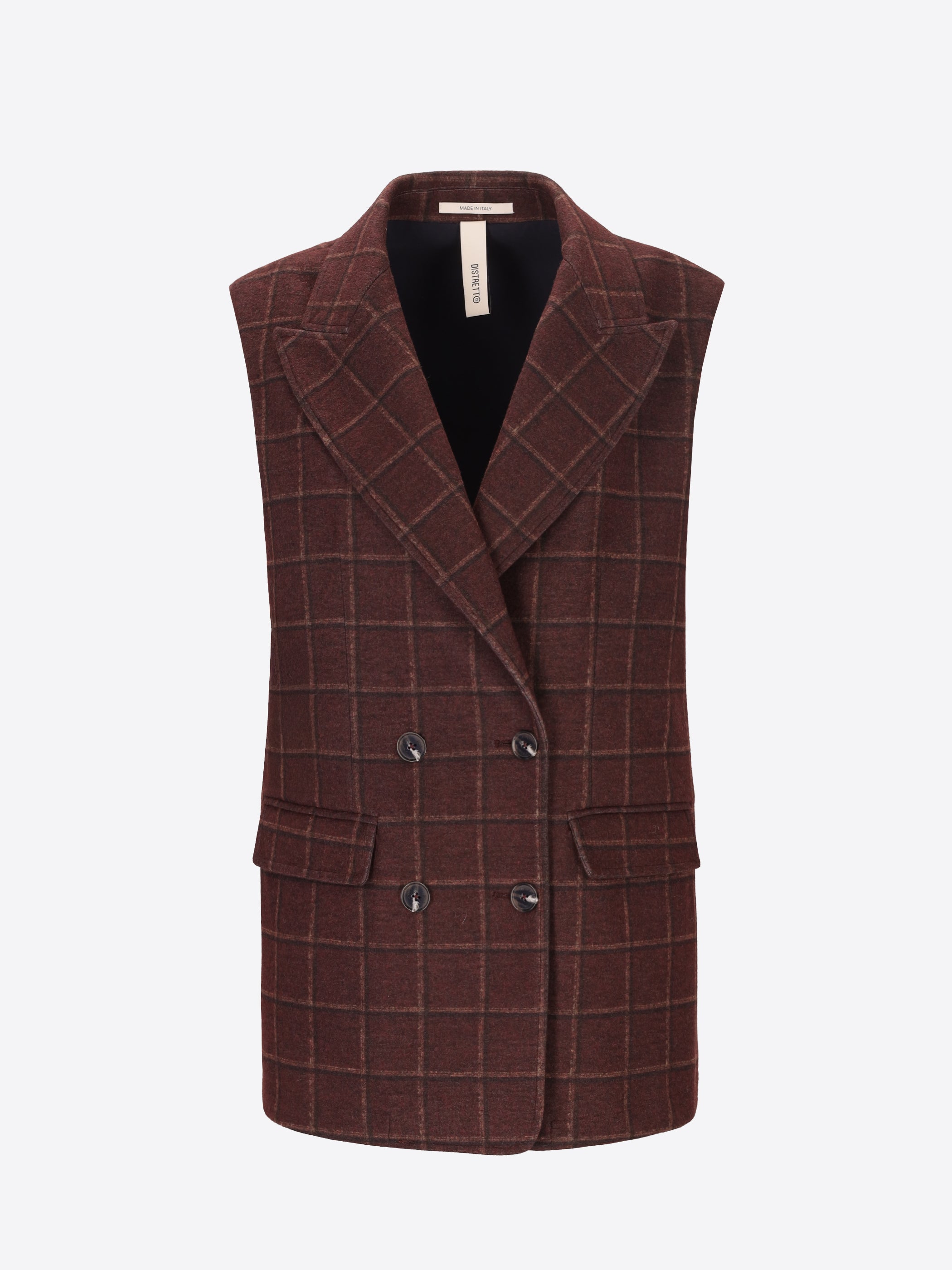 Distretto12 Wine Check-Print Milano-Knit Double-Breasted Vest Brugo - Woman - Product Still Life