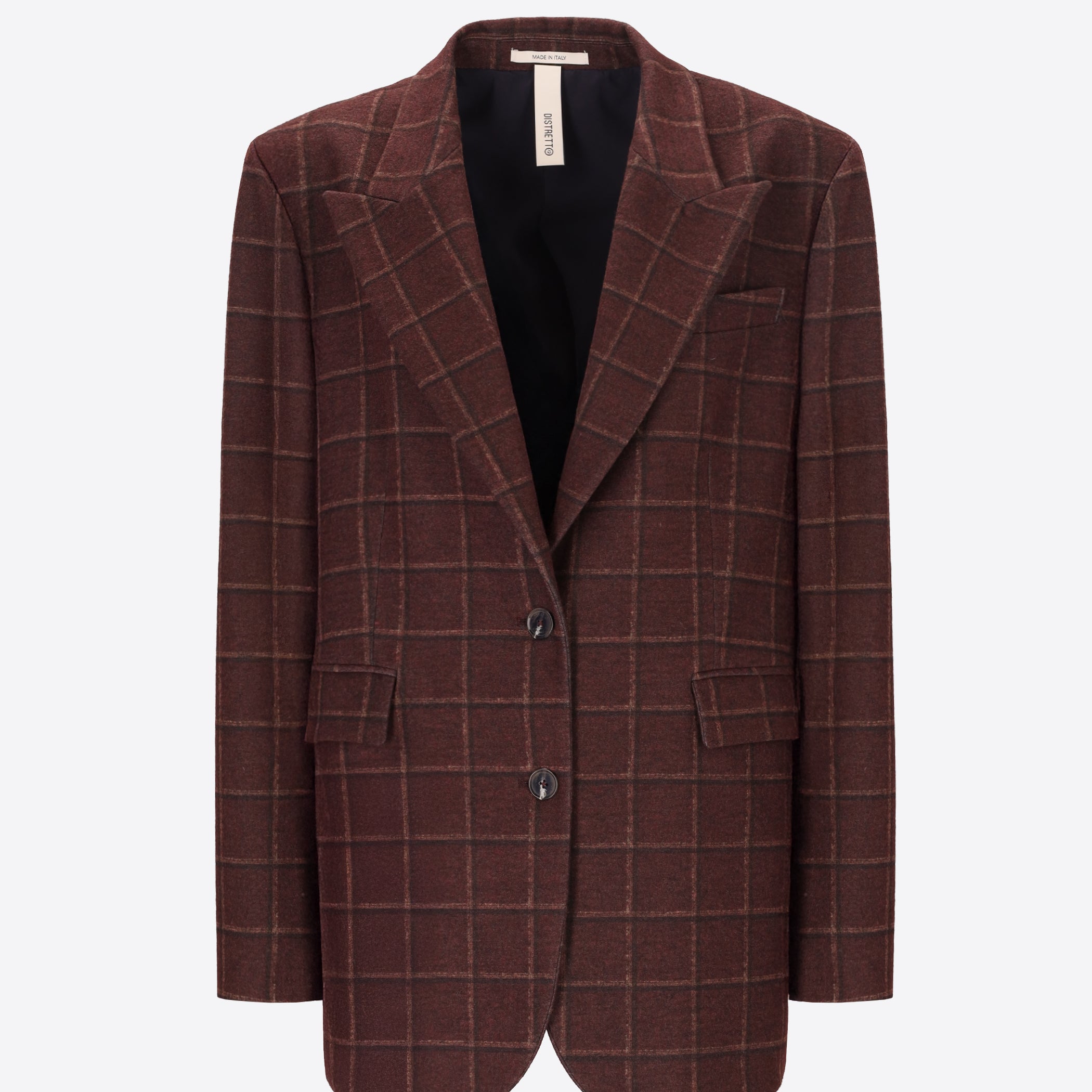 Distretto12 Brugo Wine Check-Print Milano-Knit Oversized Jacket - Woman - Product Still Life