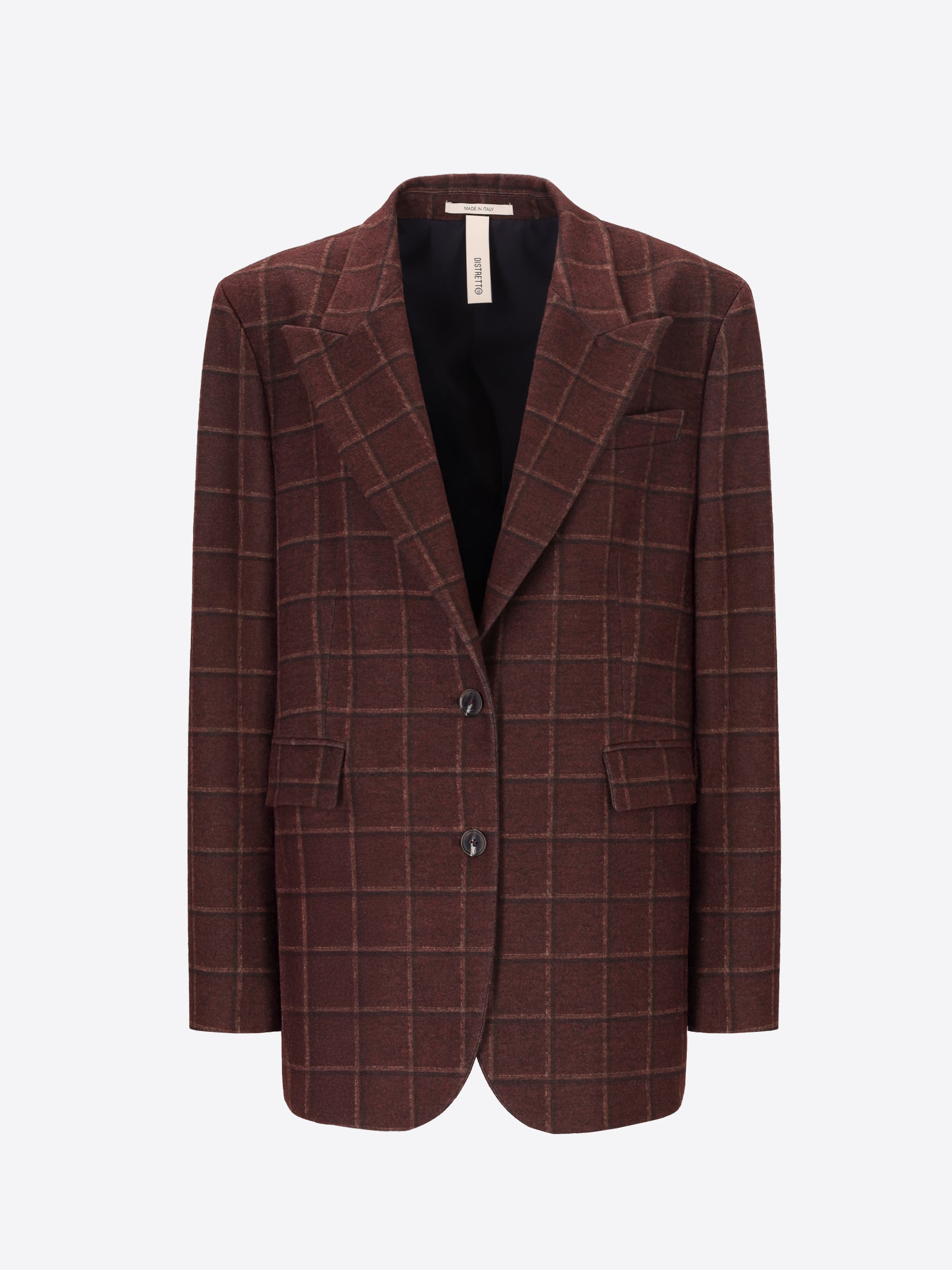 Distretto12 Brugo Wine Check-Print Milano-Knit Oversized Jacket - Woman - Product Still Life