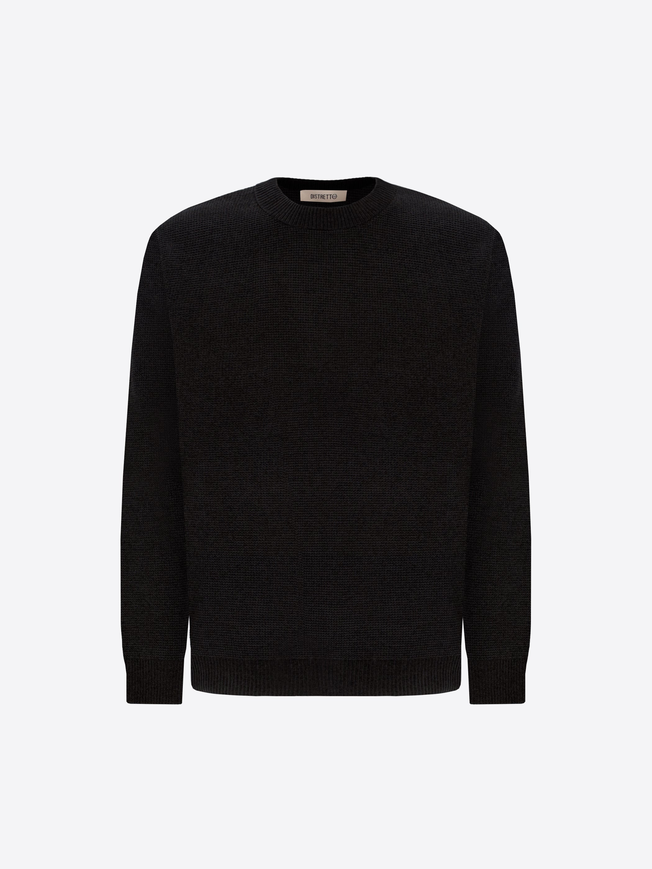 Distretto12 Black Chenille-Knit Micro-Check Technical Sweater Brid - Product Still Life