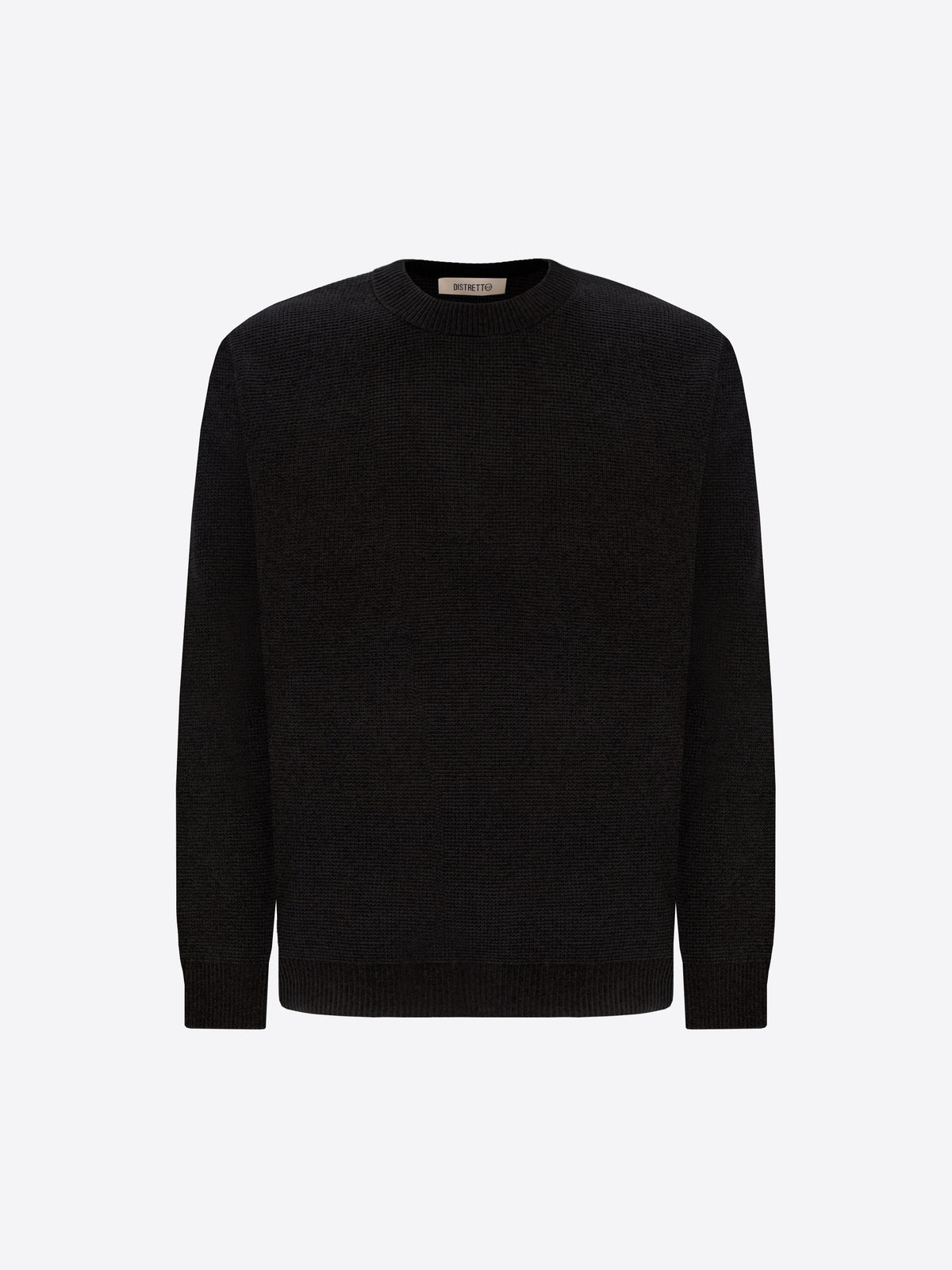 Distretto12 Black Chenille-Knit Micro-Check Technical Sweater Brid - Product Still Life
