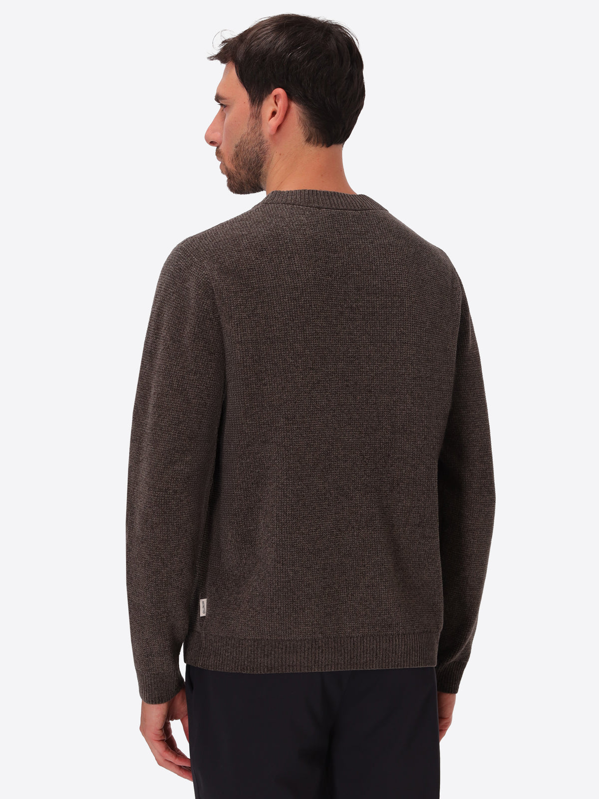 Charcoal Chenille-Knit Micro-Check Technical Sweater Brid - Model Back View
