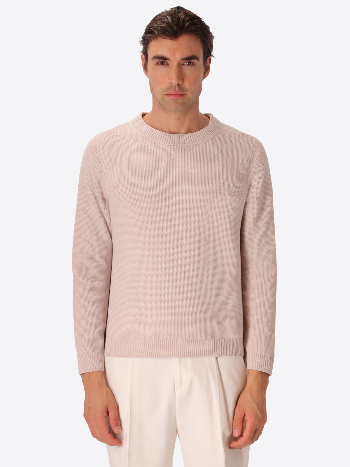 Off White Chenille-Knit Micro-Check Technical Sweater Brid - Model Front View