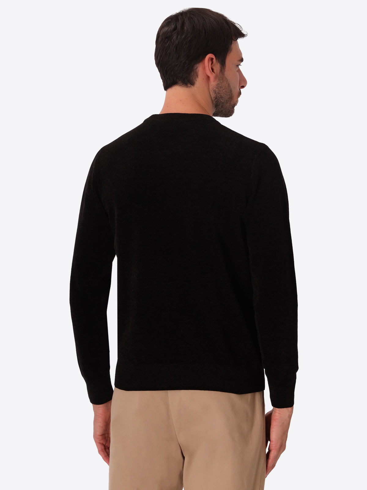 Black Chenille-Knit Technical Sweater Blas - Model Back View
