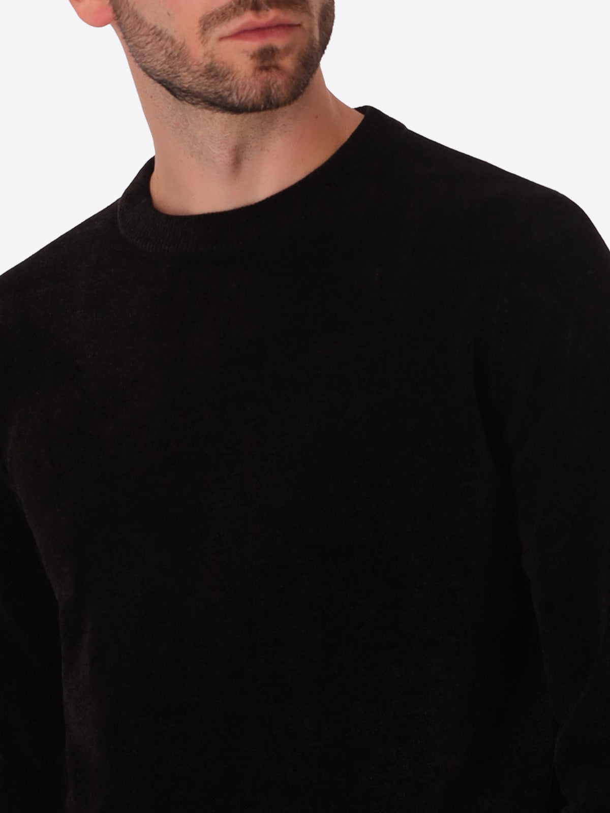 Black Chenille-Knit Technical Sweater Blas - Close-Up Of The Collar