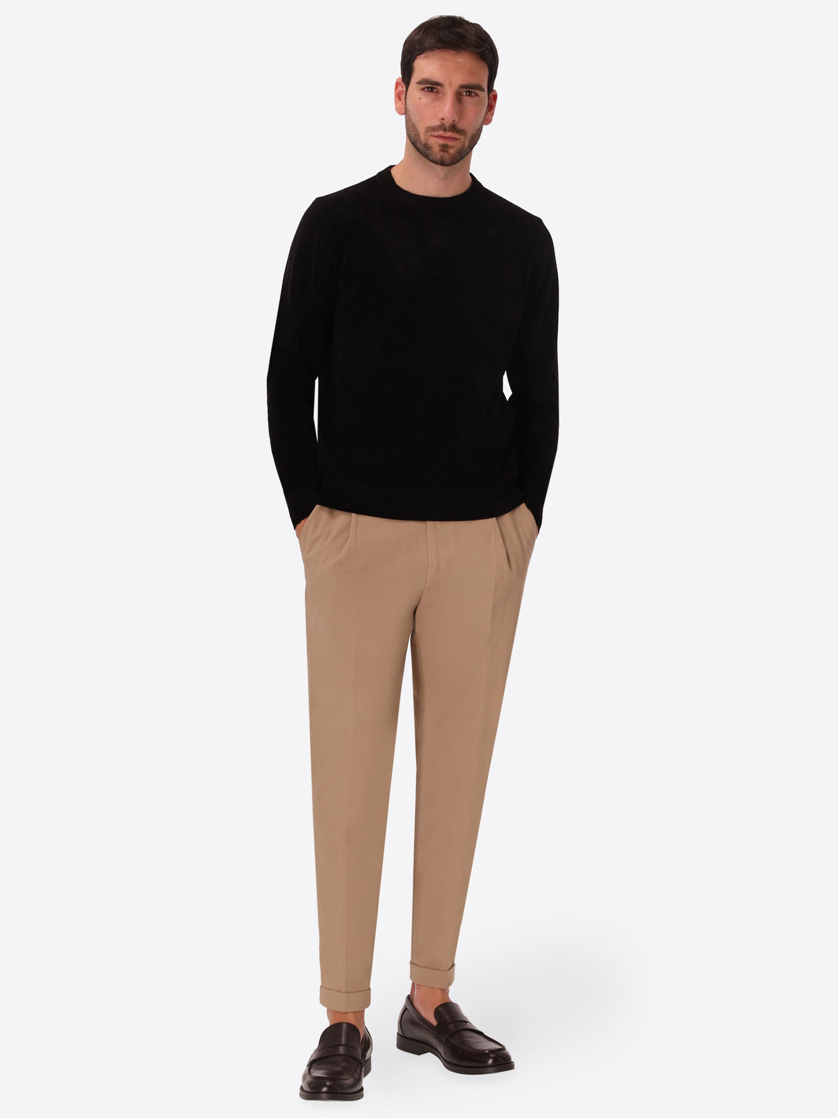 Black Chenille-Knit Technical Sweater Blas - Model Full Body Shot