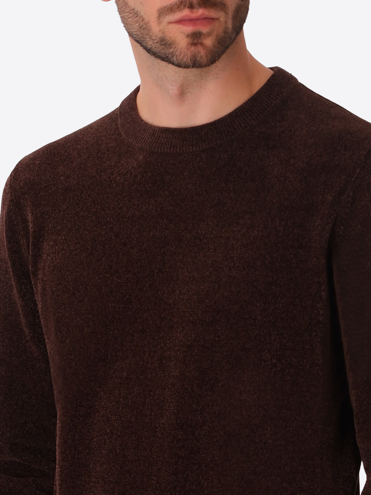 Brown Chenille-Knit Technical Sweater Blas - Close-Up Of The Collar