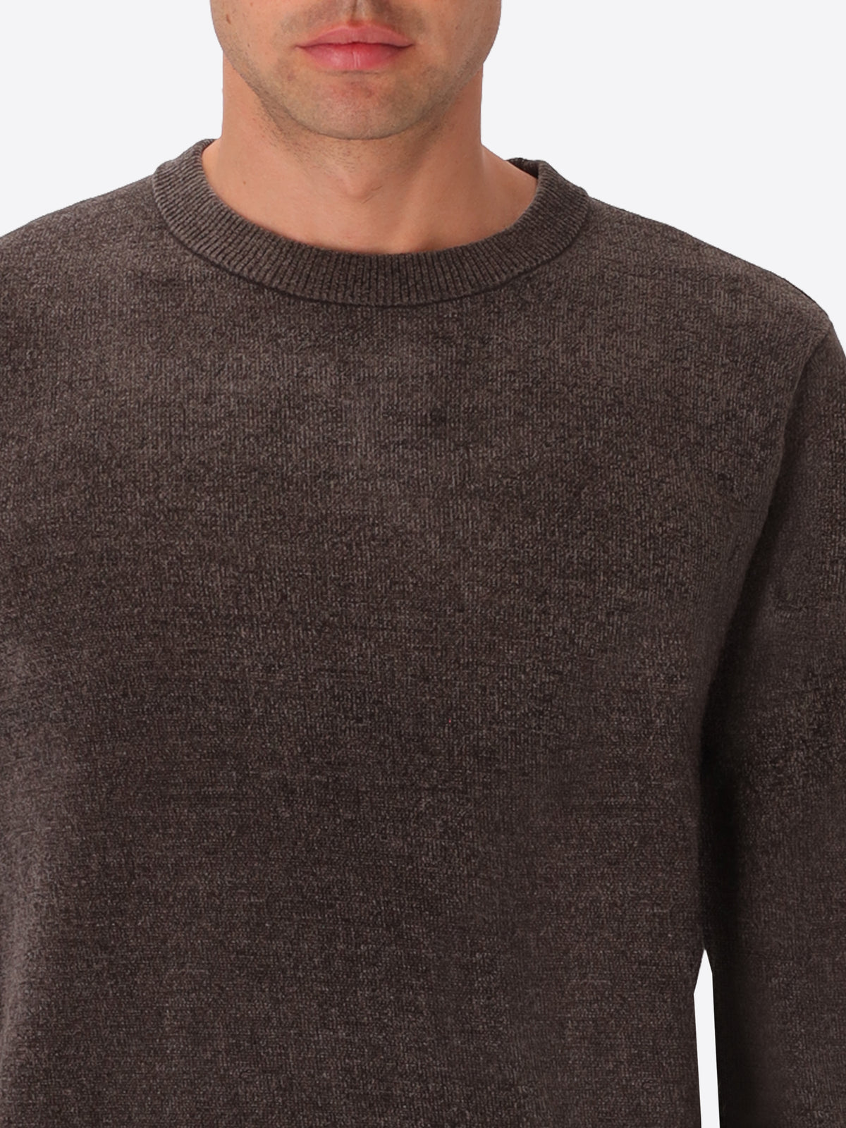 Charcoal Chenille-Knit Technical Sweater Blas - Close-Up Of The Collar