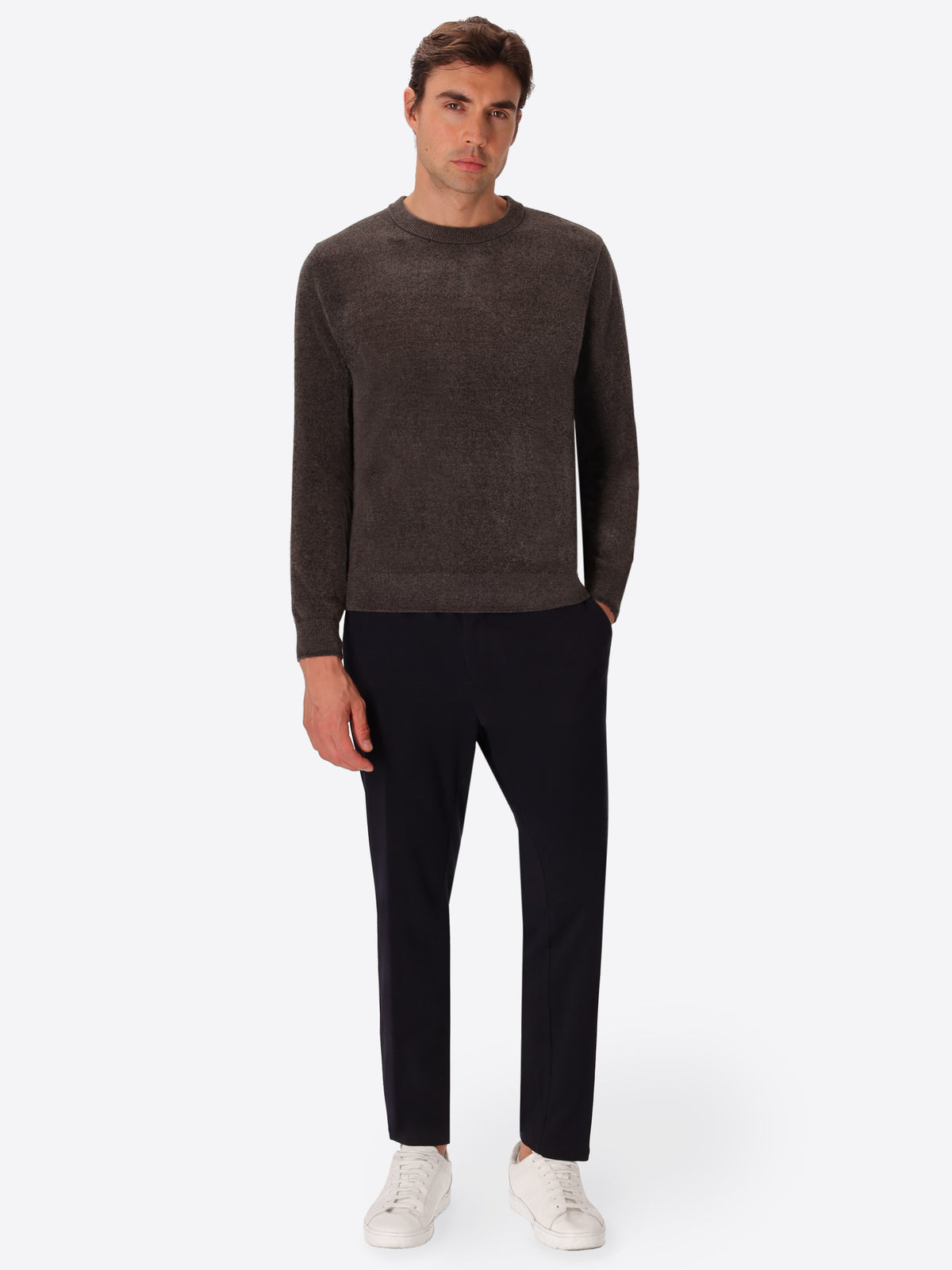 Charcoal Chenille-Knit Technical Sweater Blas - Model Full Body Shot
