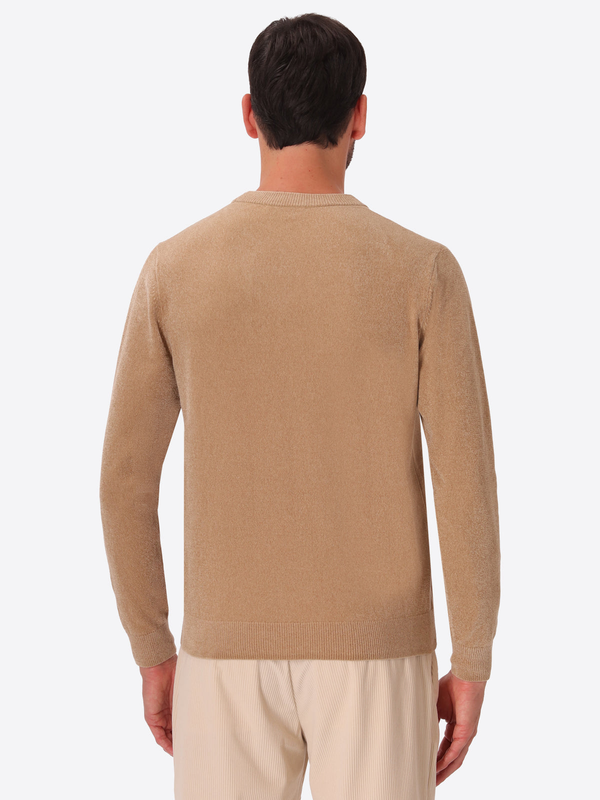 Dove Grey Chenille-Knit Technical Sweater Blas - Model Back View