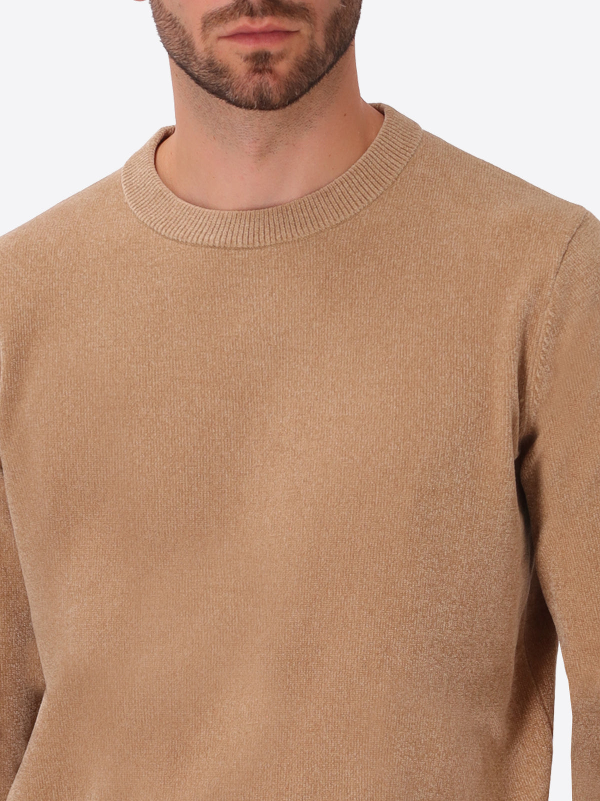 Dove Grey Chenille-Knit Technical Sweater Blas - Close-Up Of The Collar