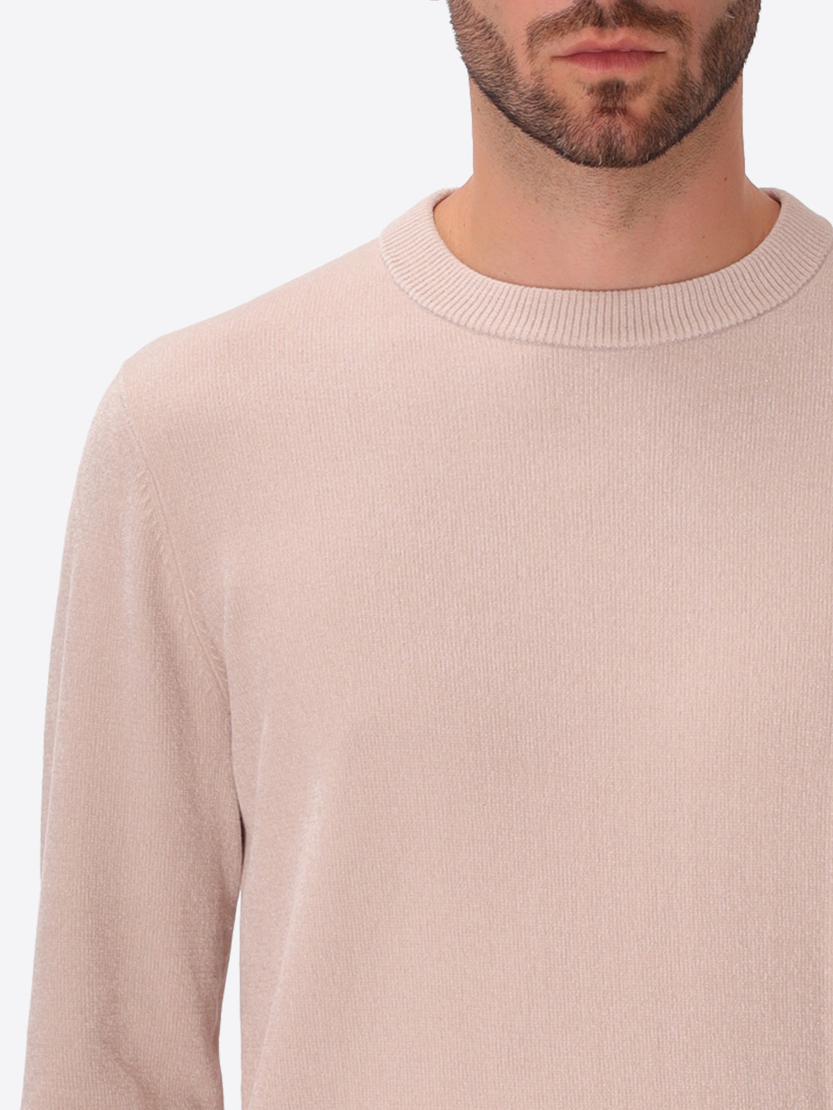 Off White Chenille-Knit Technical Sweater Blas - Close-Up Of The Collar