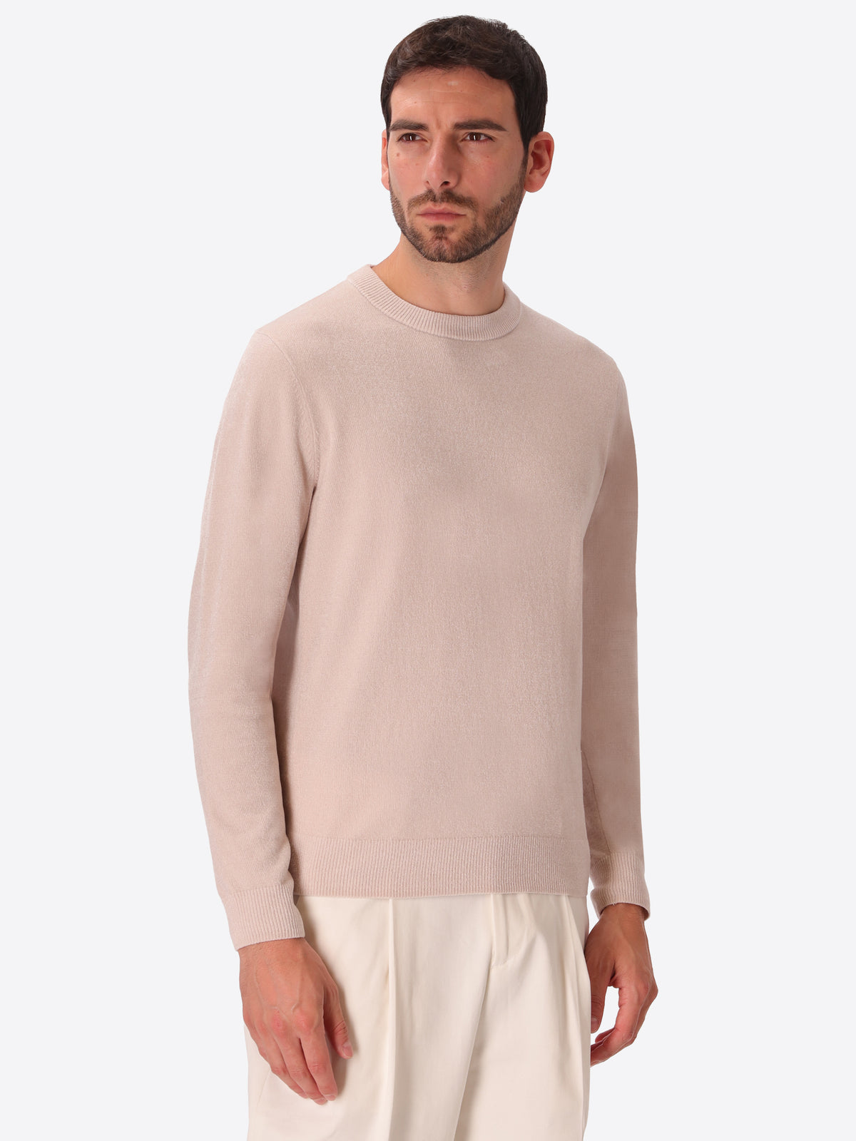 Off White Chenille-Knit Technical Sweater Blas - Model Front View