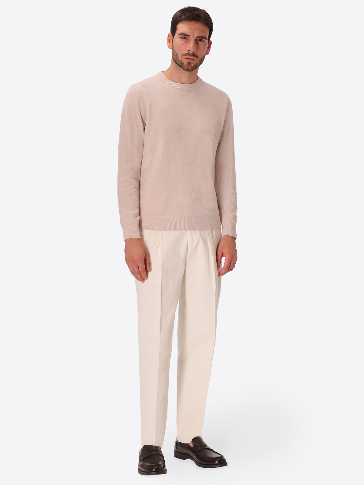 Off White Chenille-Knit Technical Sweater Blas - Model Full Body Shot