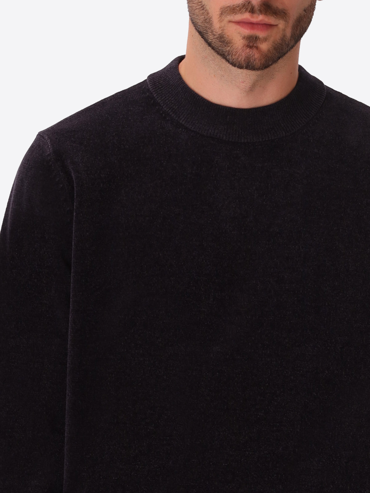 Blue Chenille-Knit Technical Turtleneck Sweater Blas - Close-Up Of The Collar