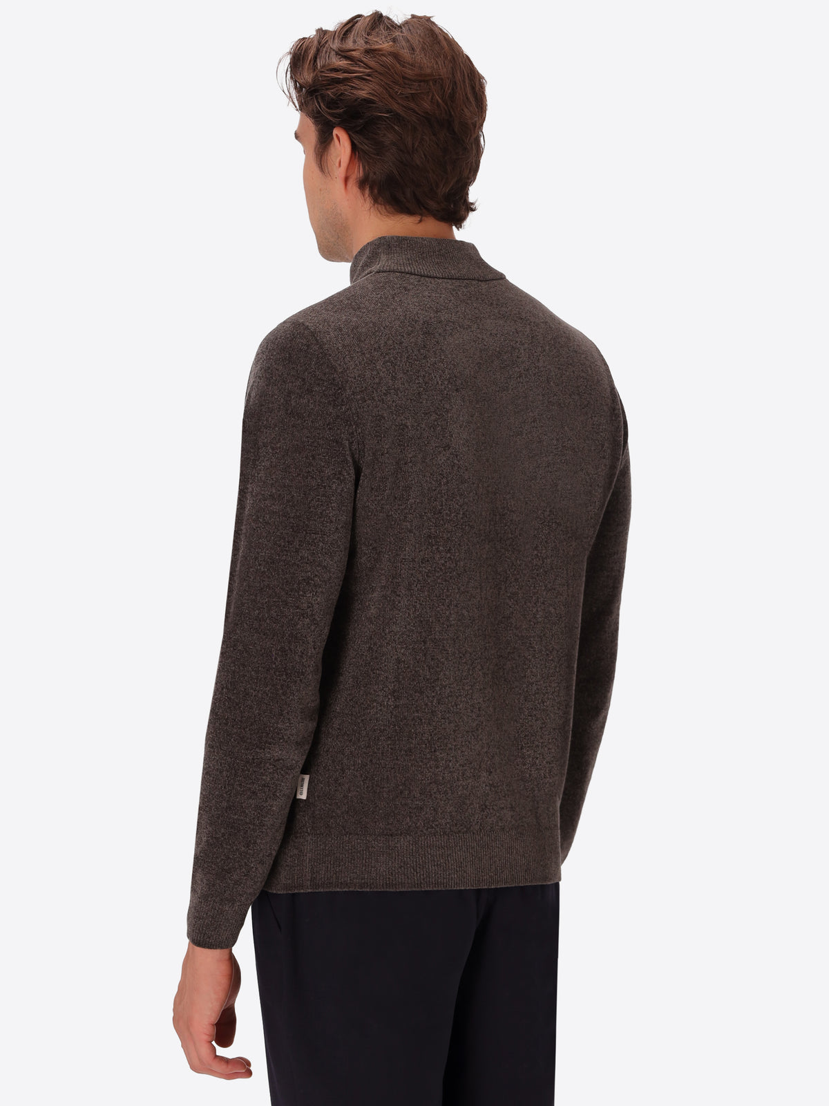Charcoal Chenille-Knit Technical Turtleneck Sweater Blas - Model Back View