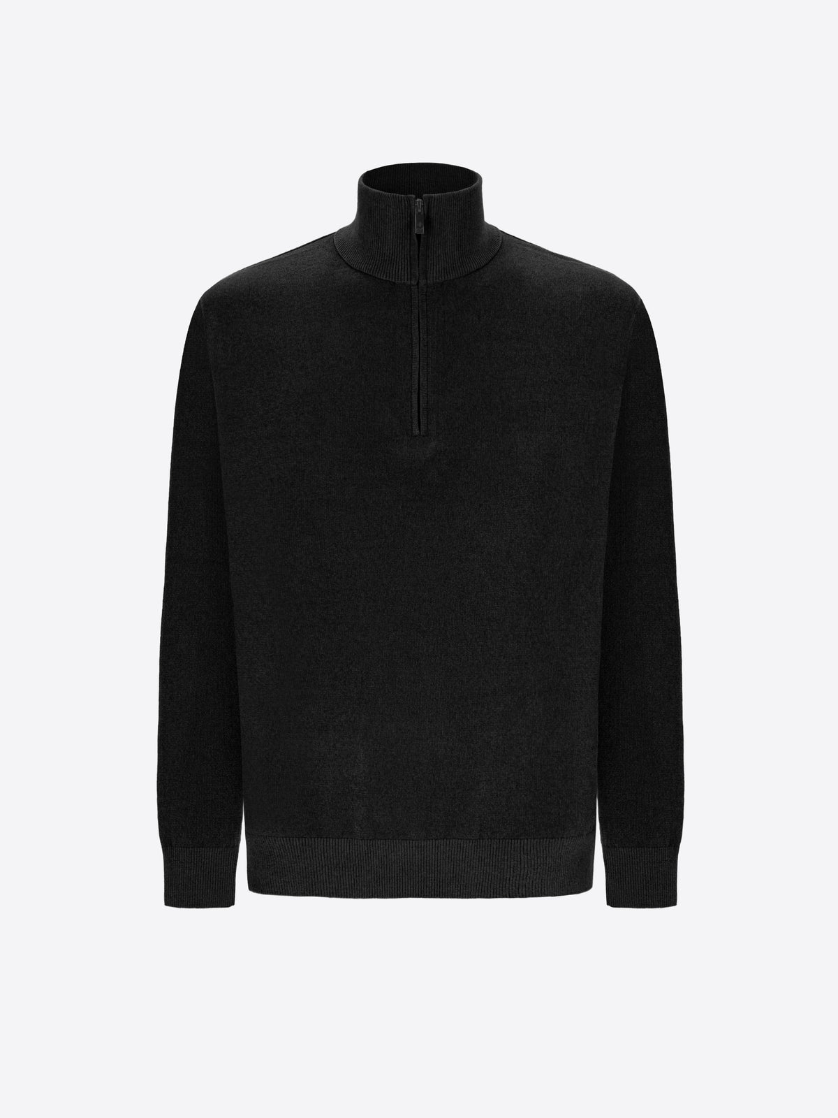 Distretto12 Black Chenille-Knit Technical Zip Turtleneck Sweater Blas - Product Still Life