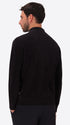 Blue Chenille-Knit Technical Zip Turtleneck Sweater Blas - Model Back View