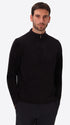 Blue Chenille-Knit Technical Zip Turtleneck Sweater Blas - Model Front View