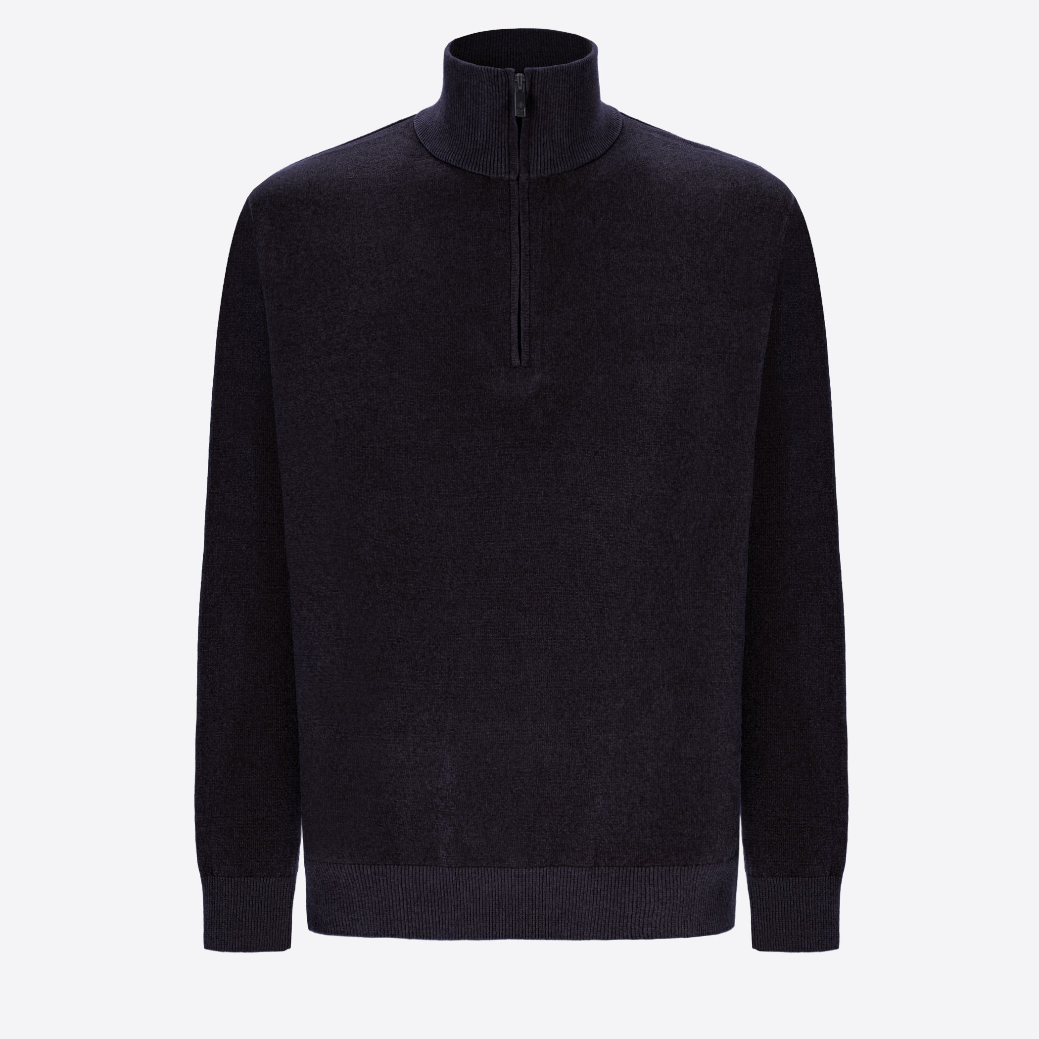 Distretto12 Blue Chenille-Knit Technical Zip Turtleneck Sweater Blas - Product Still Life
