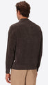 Charcoal Chenille-Knit Technical Zip Turtleneck Sweater Blas - Model Back View