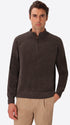 Charcoal Chenille-Knit Technical Zip Turtleneck Sweater Blas - Model Front View