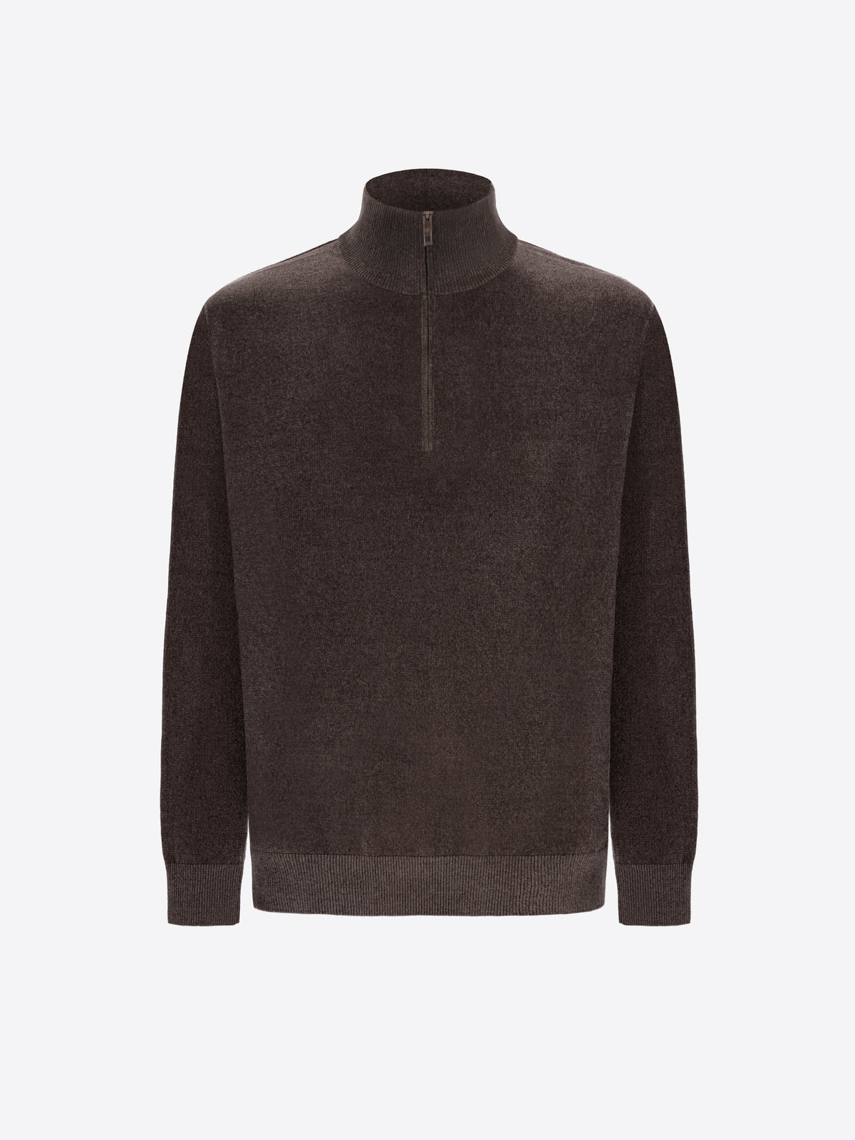 Distretto12 Charcoal Chenille-Knit Technical Zip Turtleneck Sweater Blas - Product Still Life