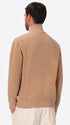 Dove Grey Chenille-Knit Technical Zip Turtleneck Sweater Blas - Model Back View
