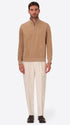 Dove Grey Chenille-Knit Technical Zip Turtleneck Sweater Blas - Model Full Body Shot