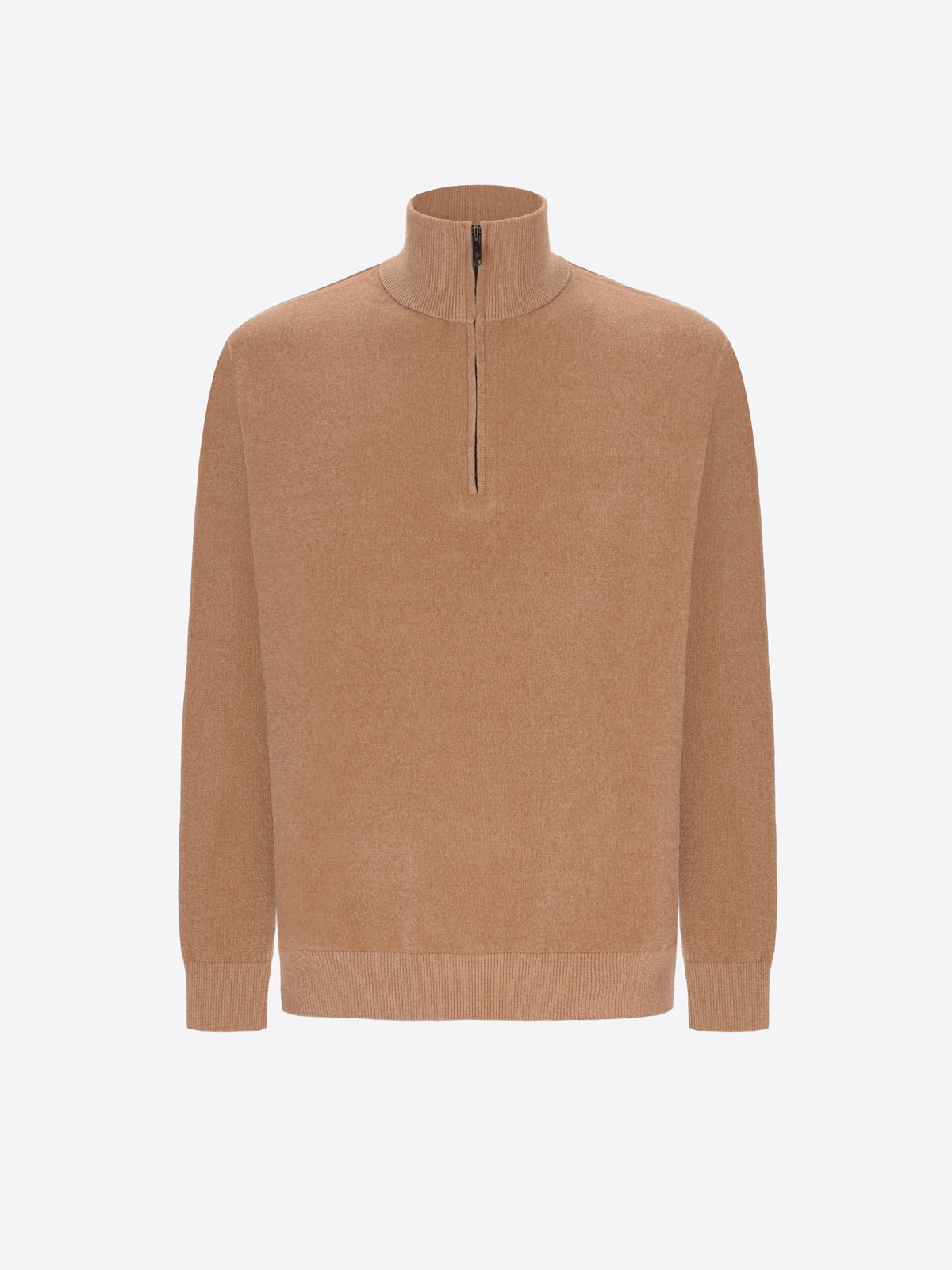 Distretto12 Dove Grey Chenille-Knit Technical Zip Turtleneck Sweater Blas - Product Still Life