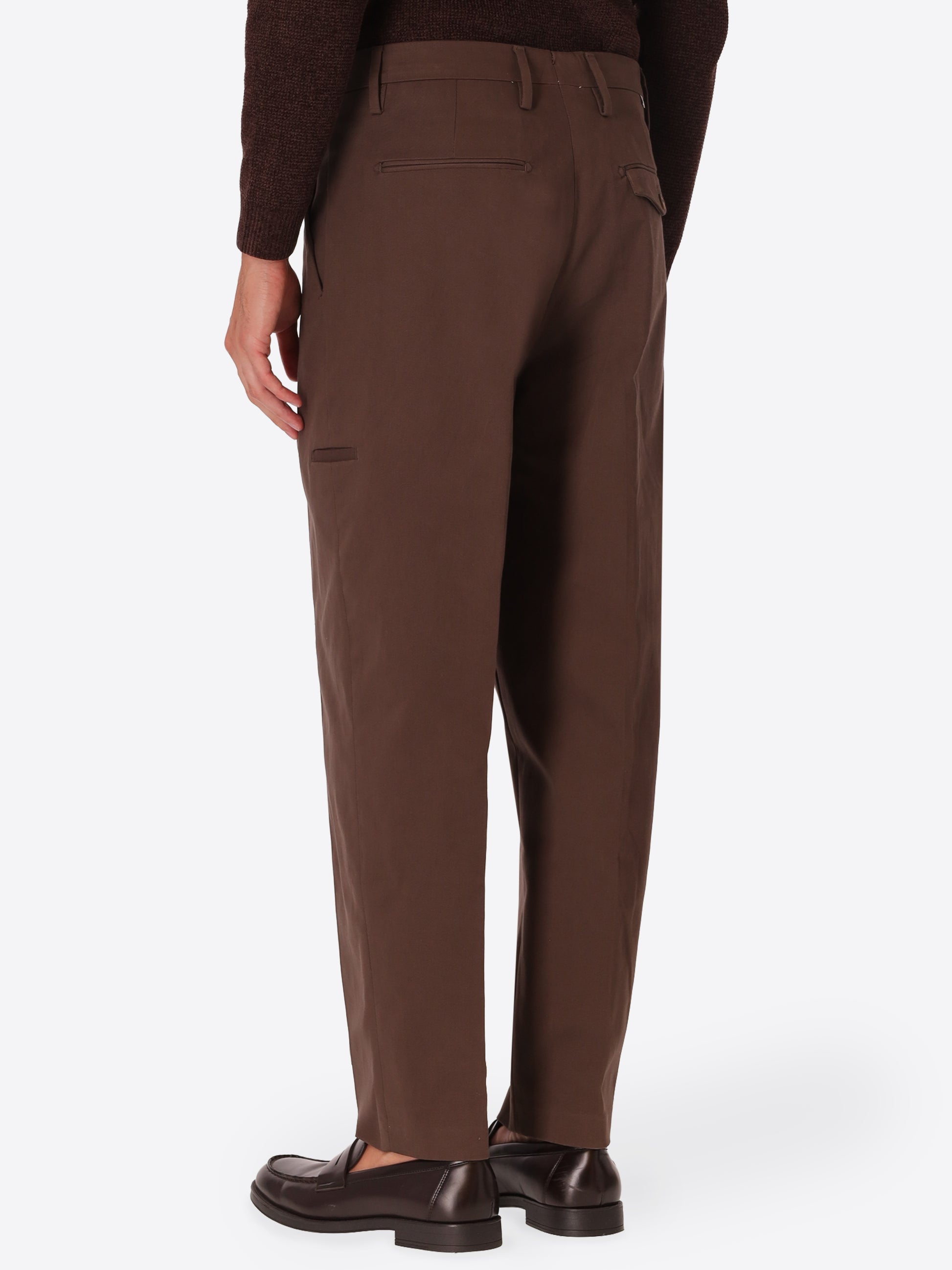 Ban Mantegna Brown Comfort Cotton Trousers - Model Back View
