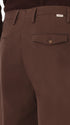 Ban Mantegna Brown Comfort Cotton Trousers - Close-Up Of The Back Pocket