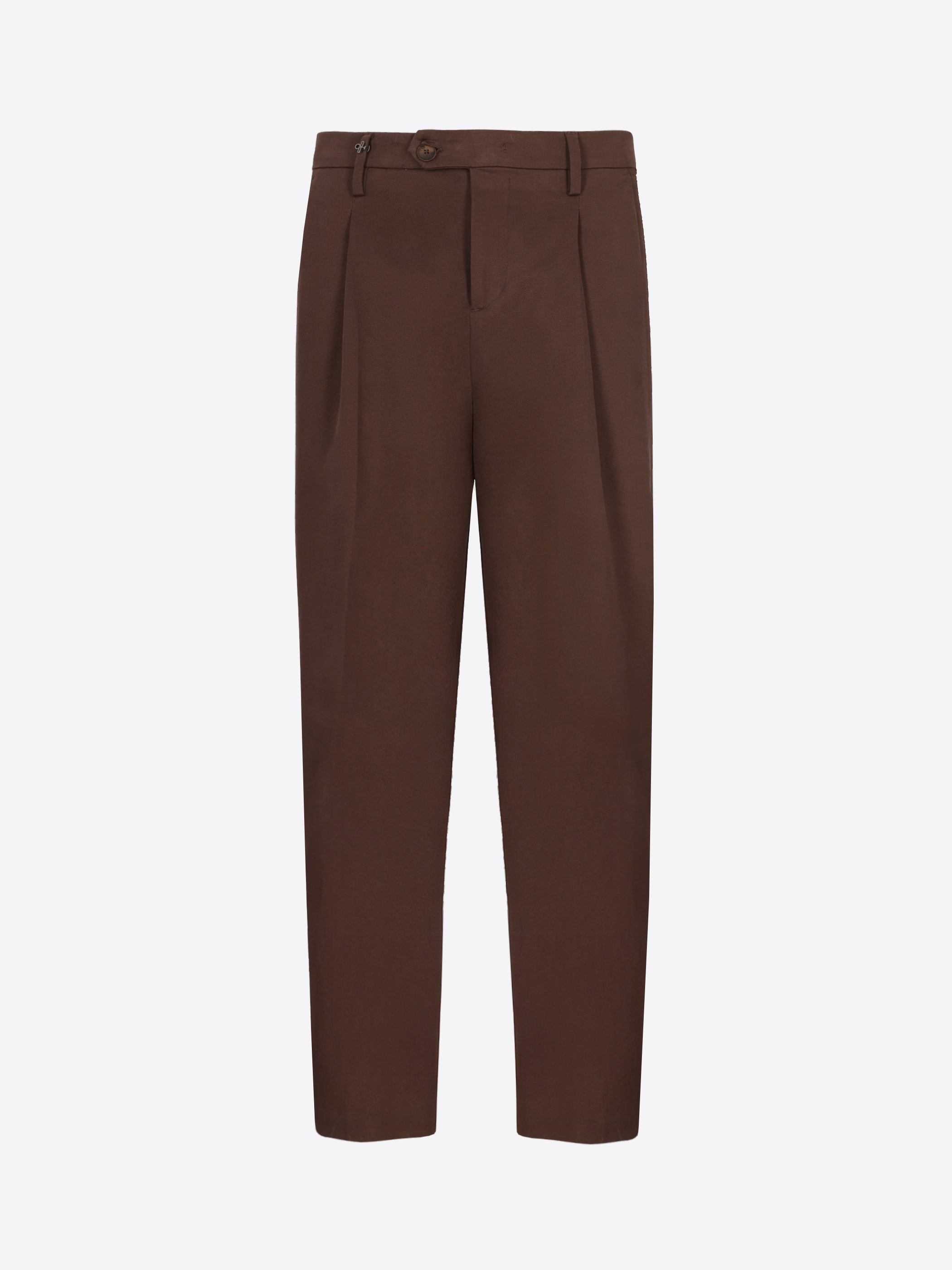 Distretto12 Ban Mantegna Brown Comfort Cotton Trousers - Product Still Life