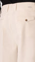 Ban Mantegna Off White Comfort Cotton Trousers - Close-Up Of The Back Pocket