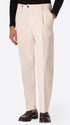 Ban Mantegna Off White Comfort Cotton Trousers - Model Front View