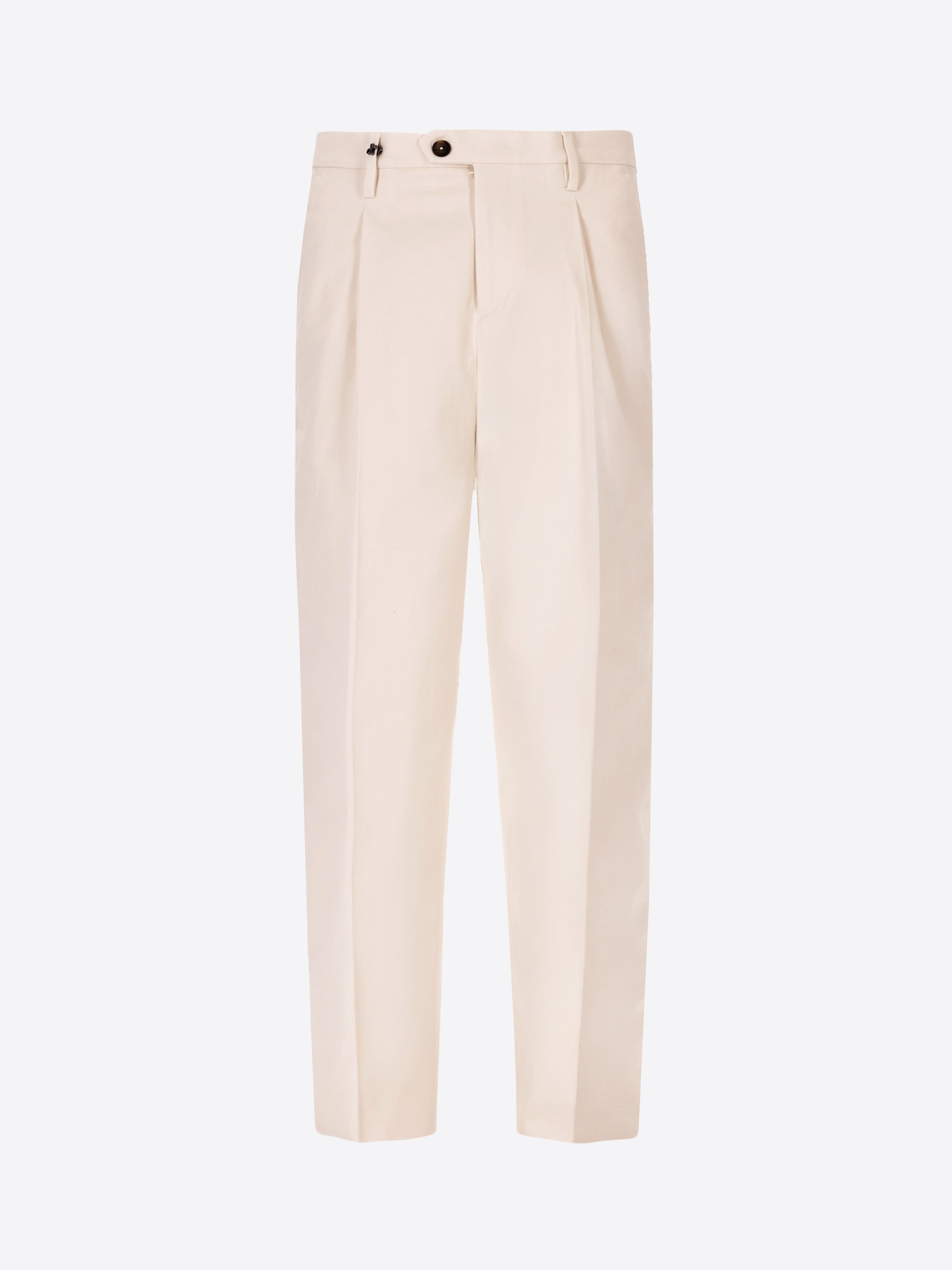 Distretto12 Ban Mantegna Off White Comfort Cotton Trousers - Product Still Life