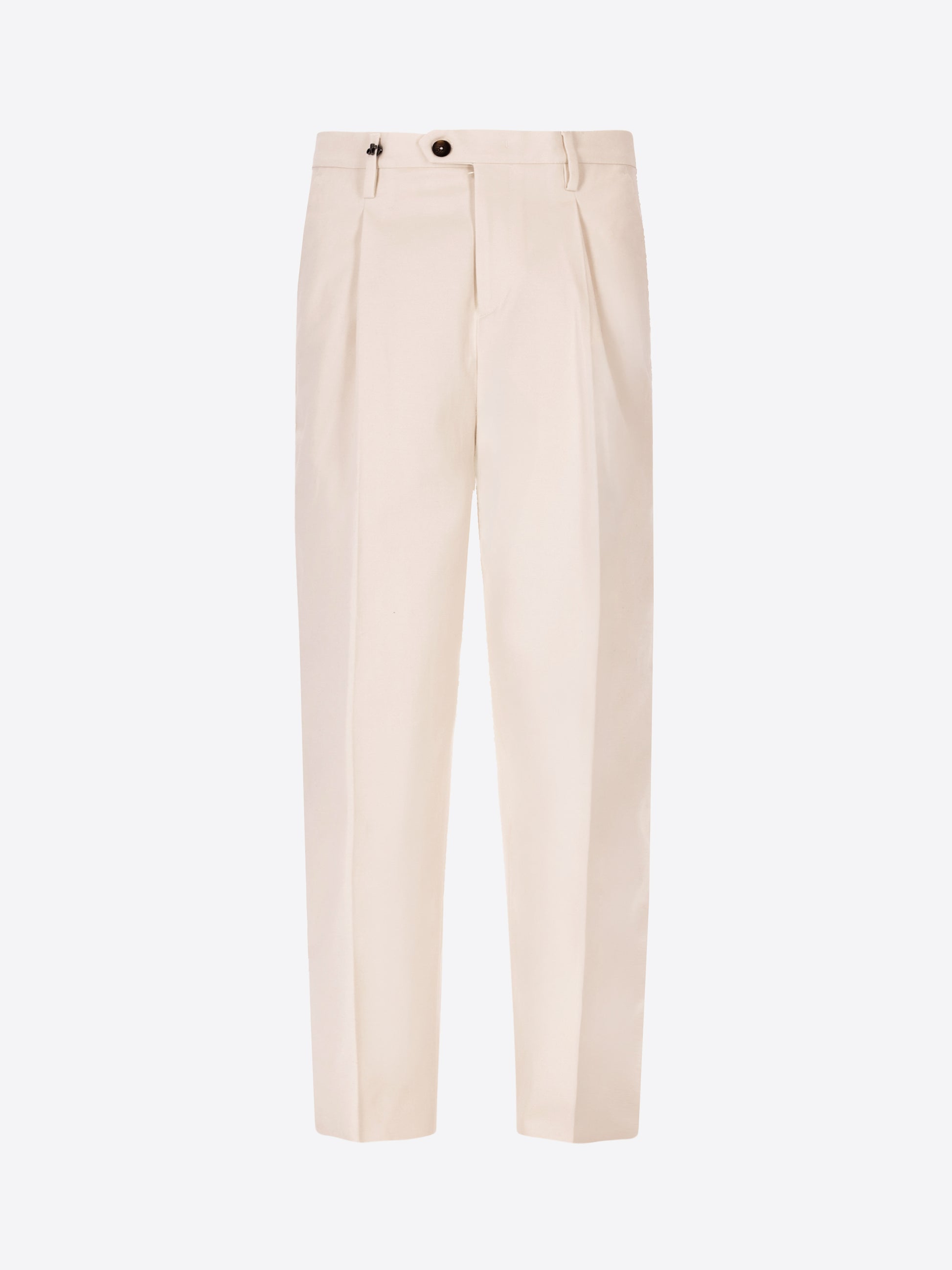 Distretto12 Ban Mantegna Off White Comfort Cotton Trousers - Product Still Life