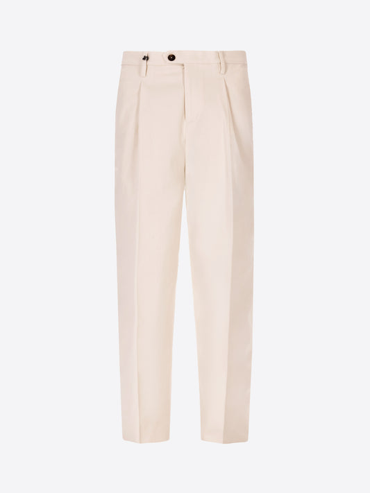 Distretto12 Ban Mantegna Off White Comfort Cotton Trousers - Product Still Life