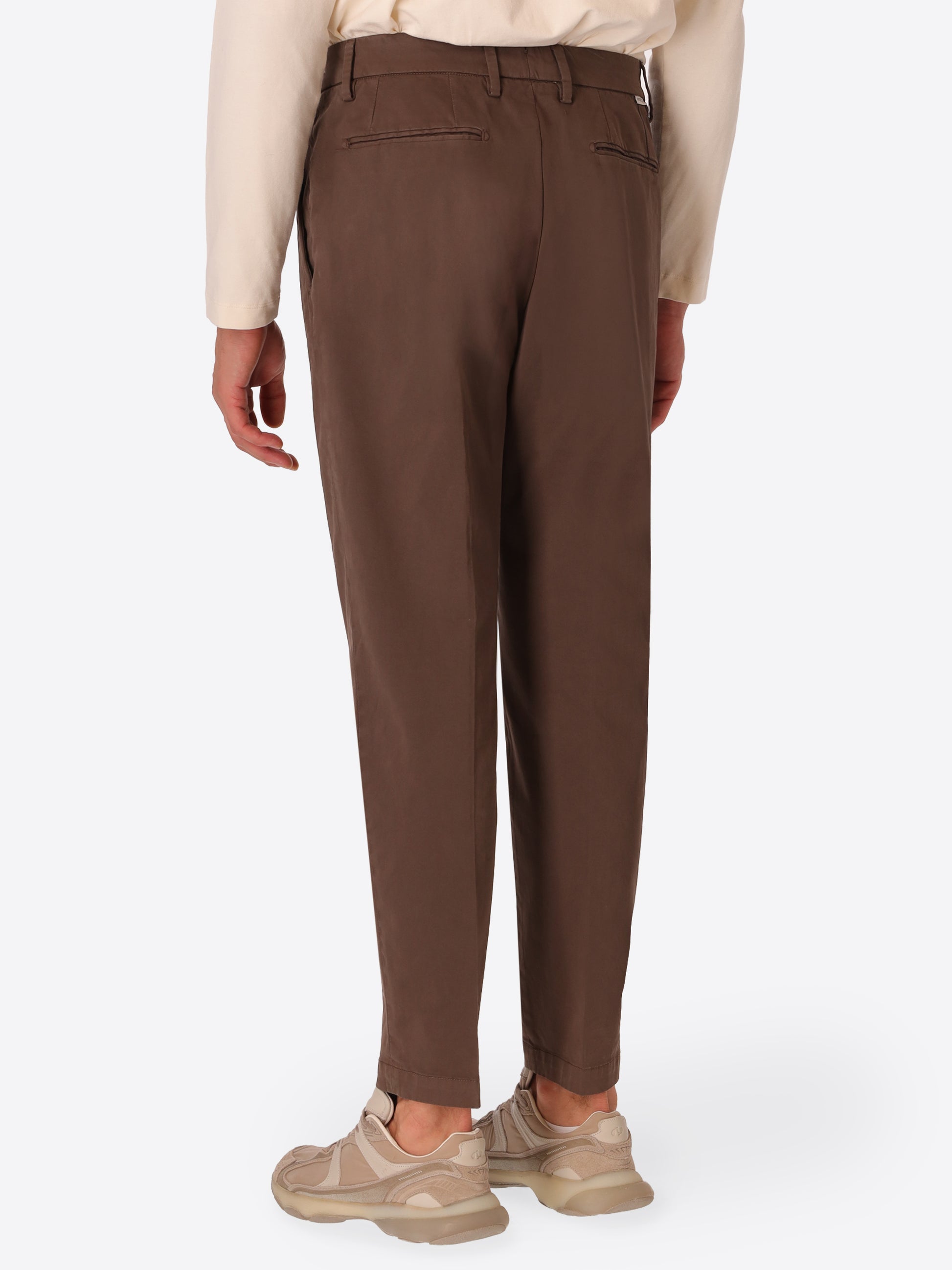 Rio Pences Canaletto Brown Comfort Cotton Trousers - Model Back View