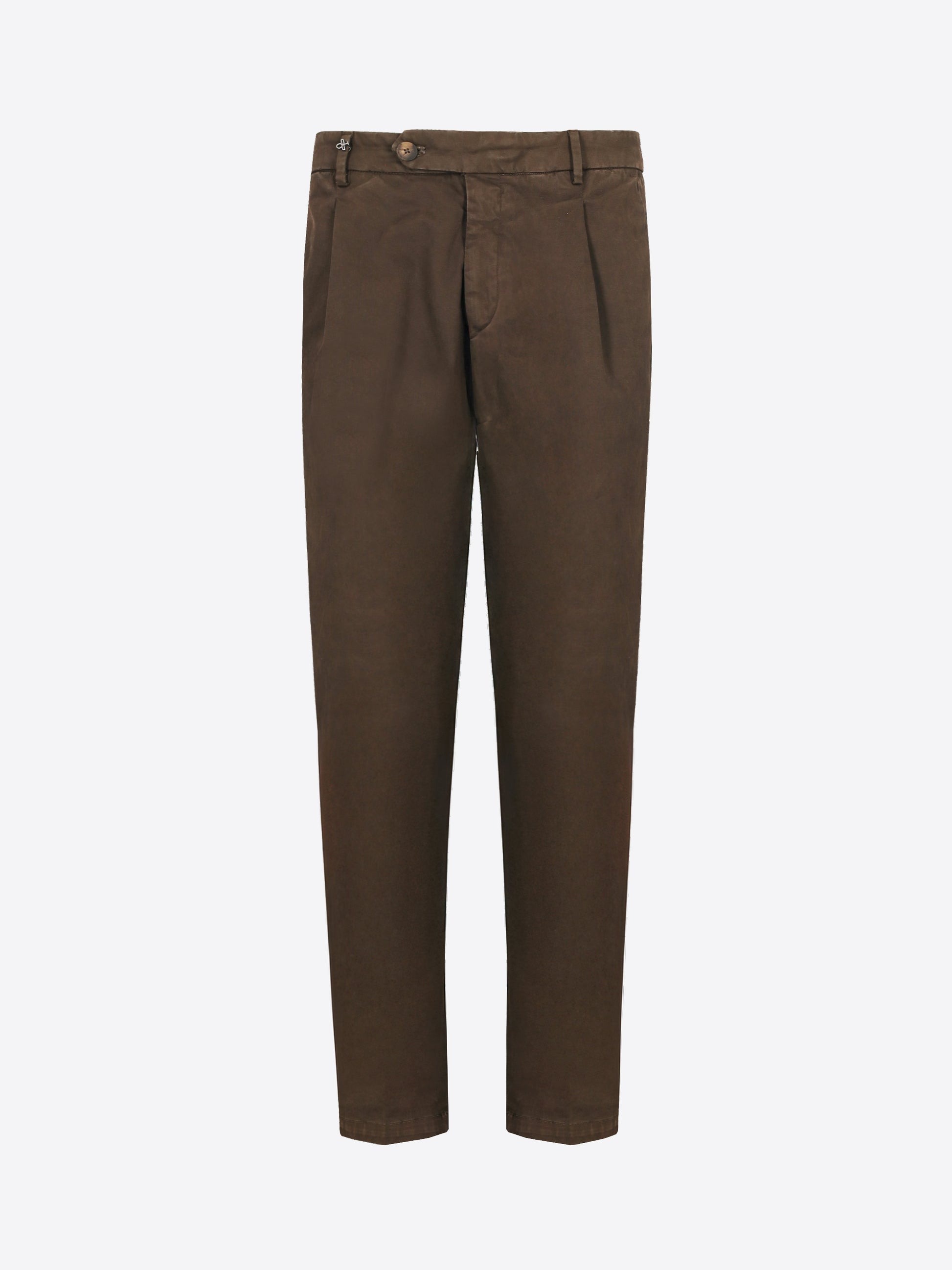 Distretto12 Rio Pences Canaletto Brown Comfort Cotton Trousers - Product Still Life
